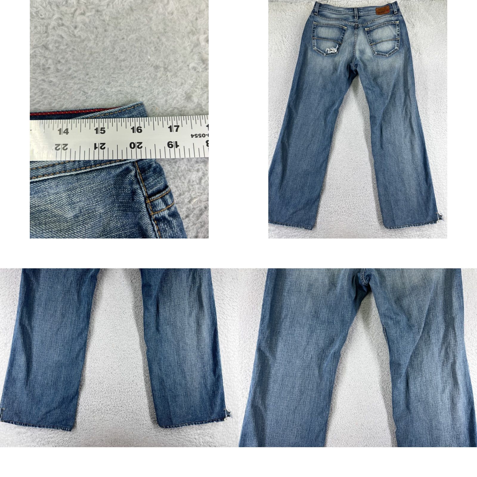 Vintage Buckle Jeans Men 34 Blue Denim 5-Pocket Relaxed Straight Distressed Cotton Blend Button Zipper 32x31 Size US 34 / EU 50 - 9 Thumbnail