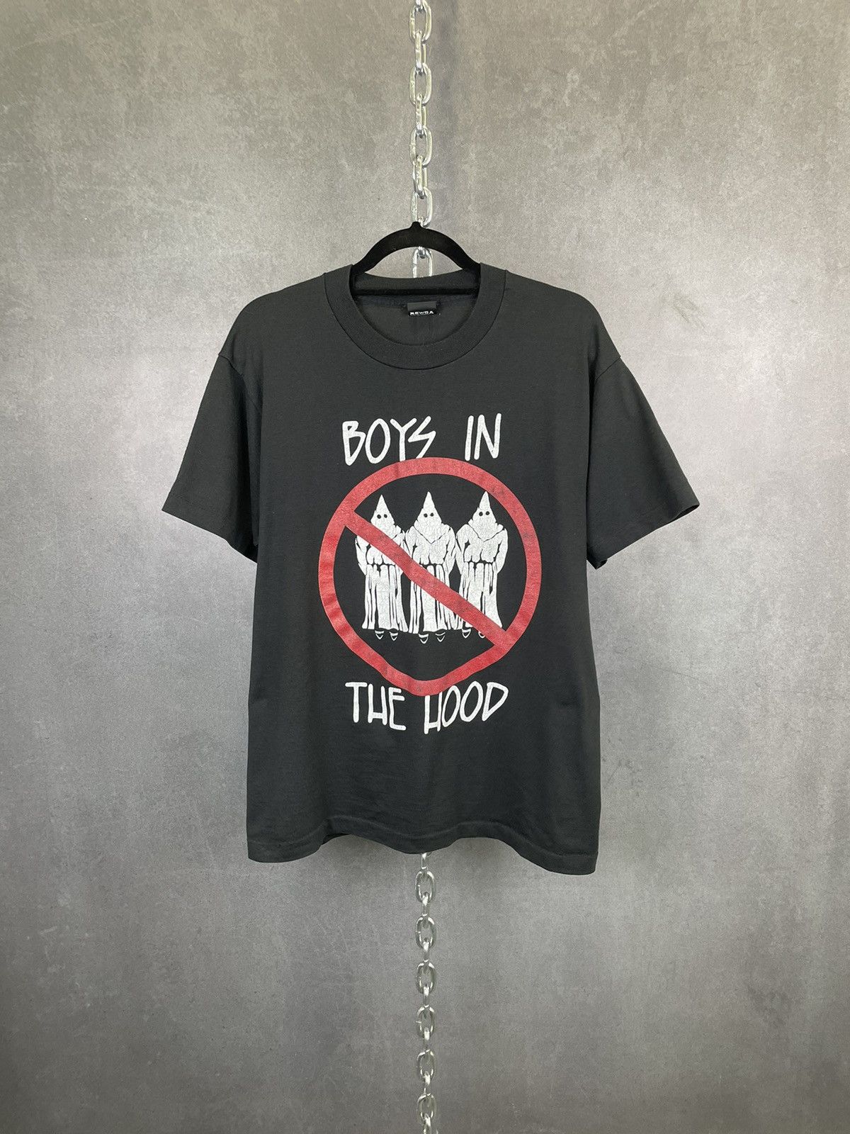 Image of Vintage No Boyz In Da Hood Anti Racism Protest Shirt Raptee in Black, Men's (Size Large)