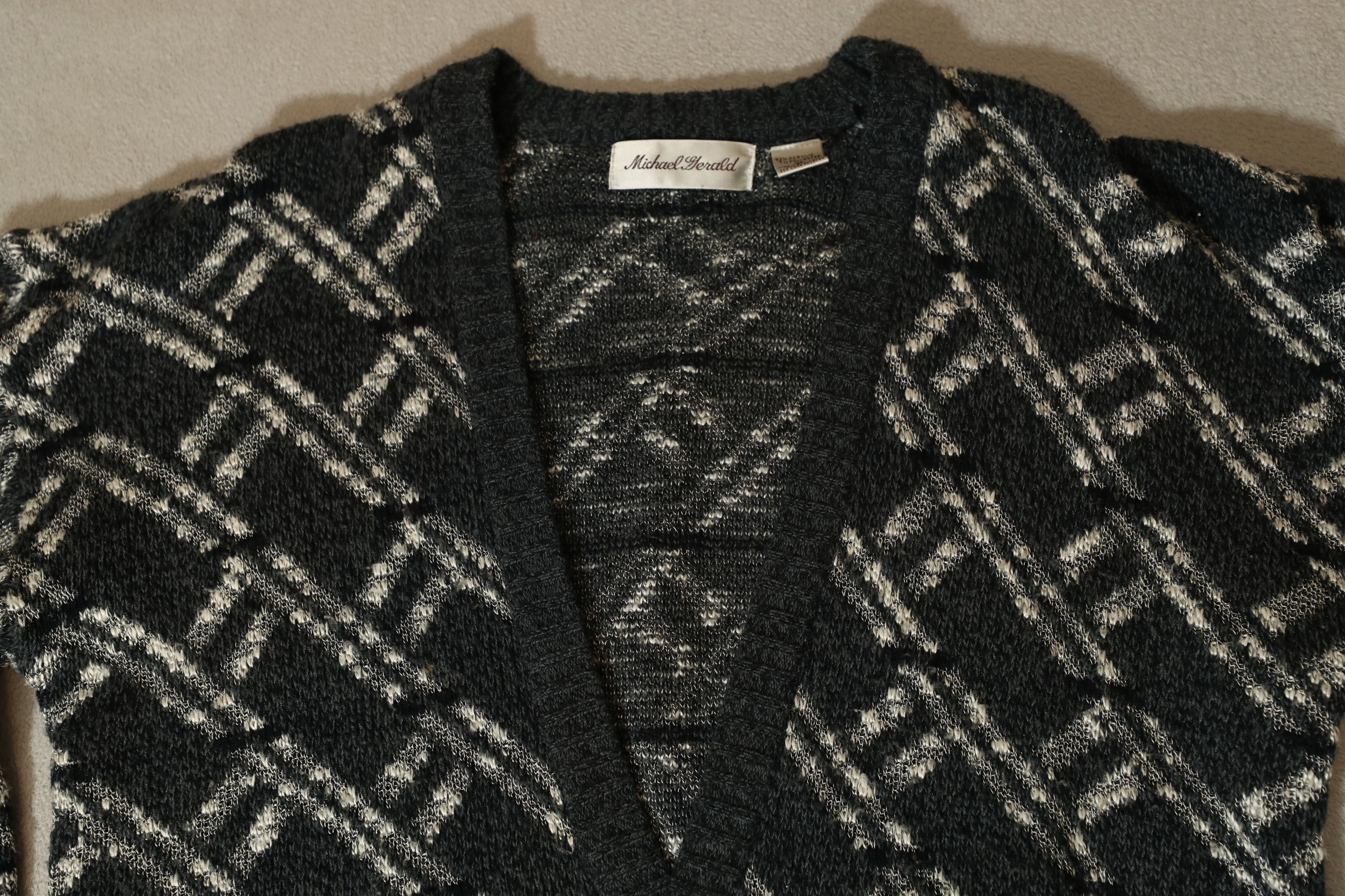 Vintage Michael Gerald Vintage Grey Acrylic Cardigan Sweater (M) Size US M / EU 48-50 / 2 - 4 Thumbnail