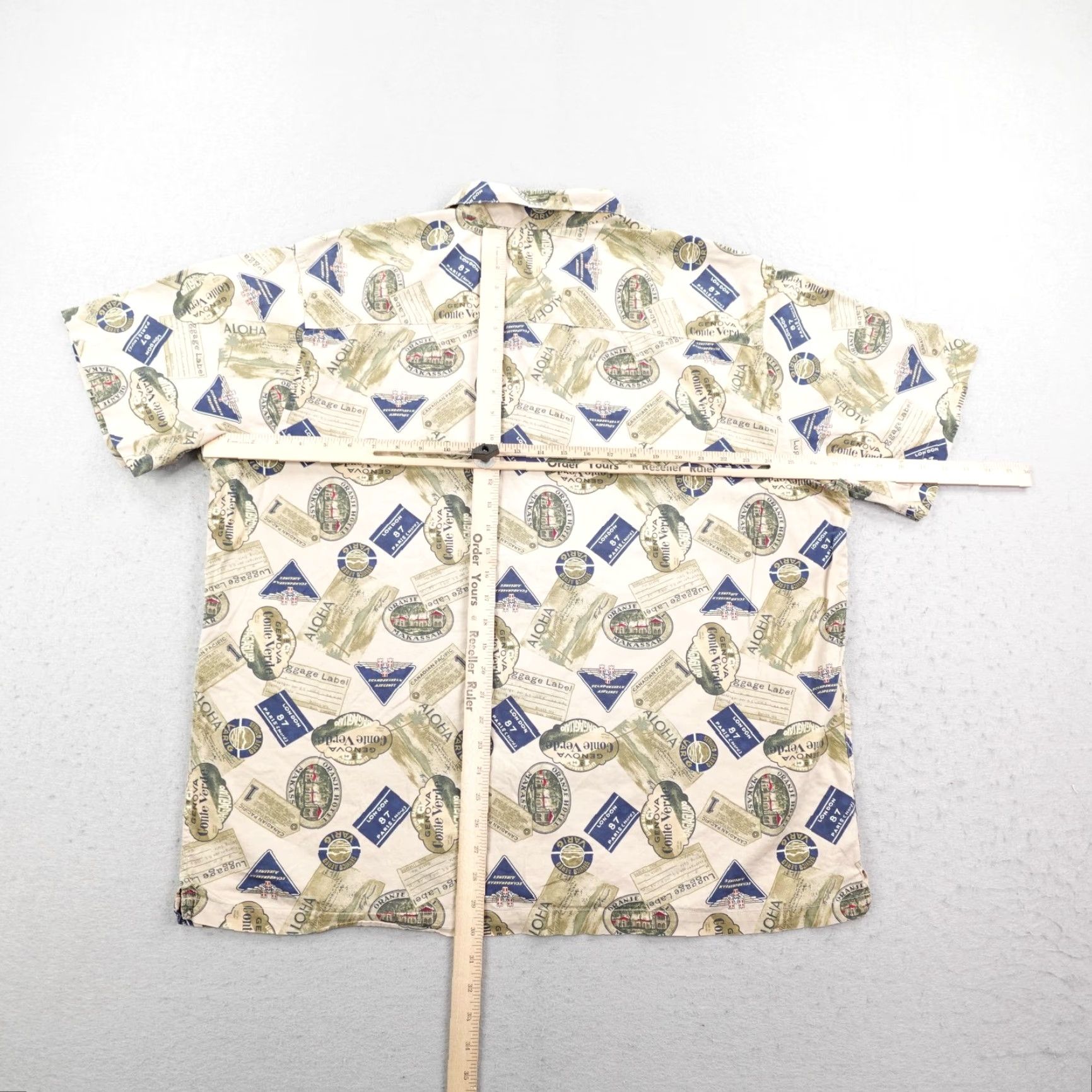 Pendleton VINTAGE Pendleton Shirt Mens XL Beige Travel Luggage Label Print Hawaiian Camp Shirt Size US XL / EU 56 / 4 - 5 Thumbnail