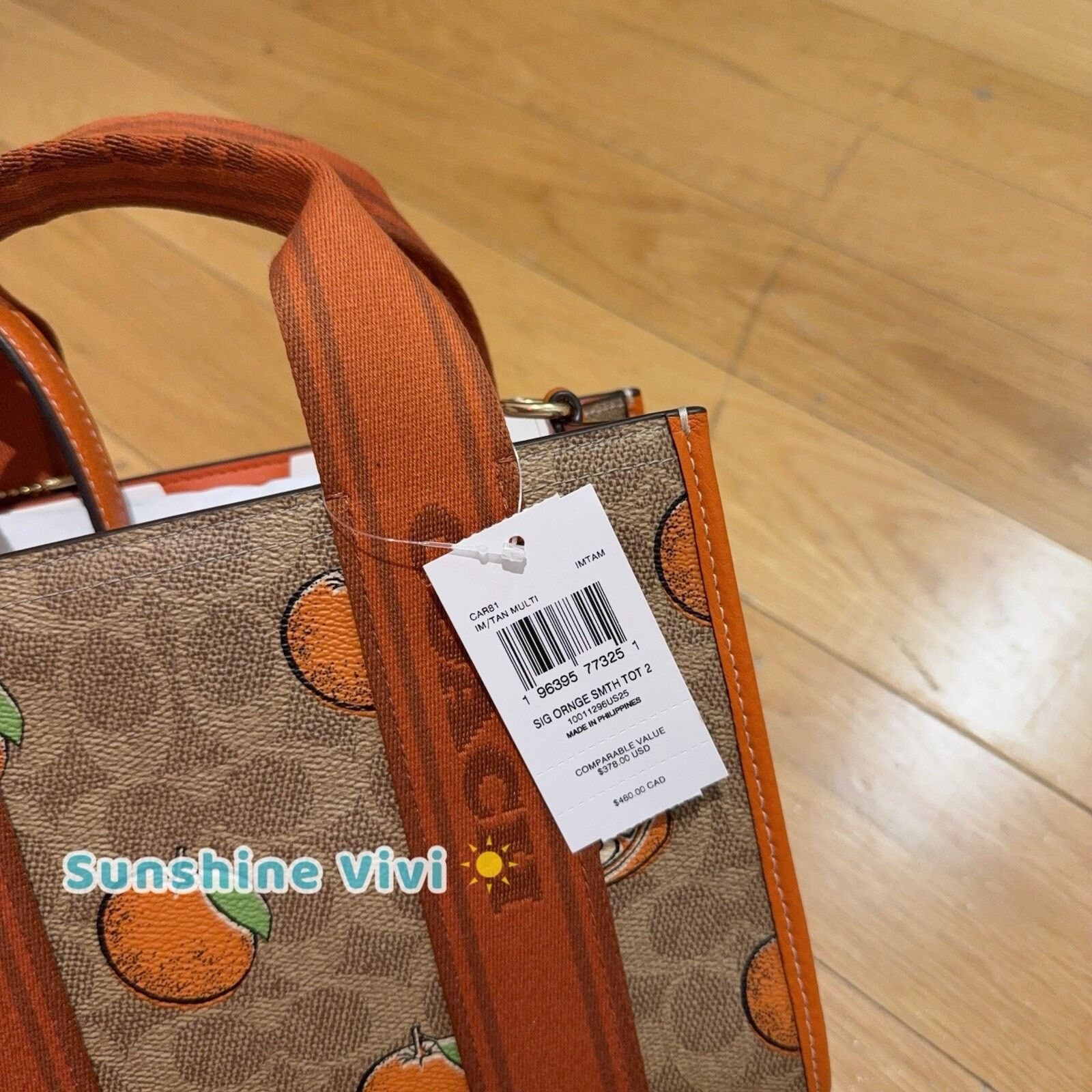 Coach NWT COACH Smith Tote Bag 24 Signature Orange Print CAR81 Size ONE SIZE - 4 Thumbnail