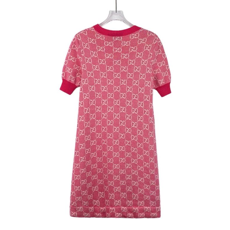 Gucci Gucci Pink logo jacquart full printed wool round neck shor Size XS / US 0-2 / IT 36-38 - 2 Thumbnail