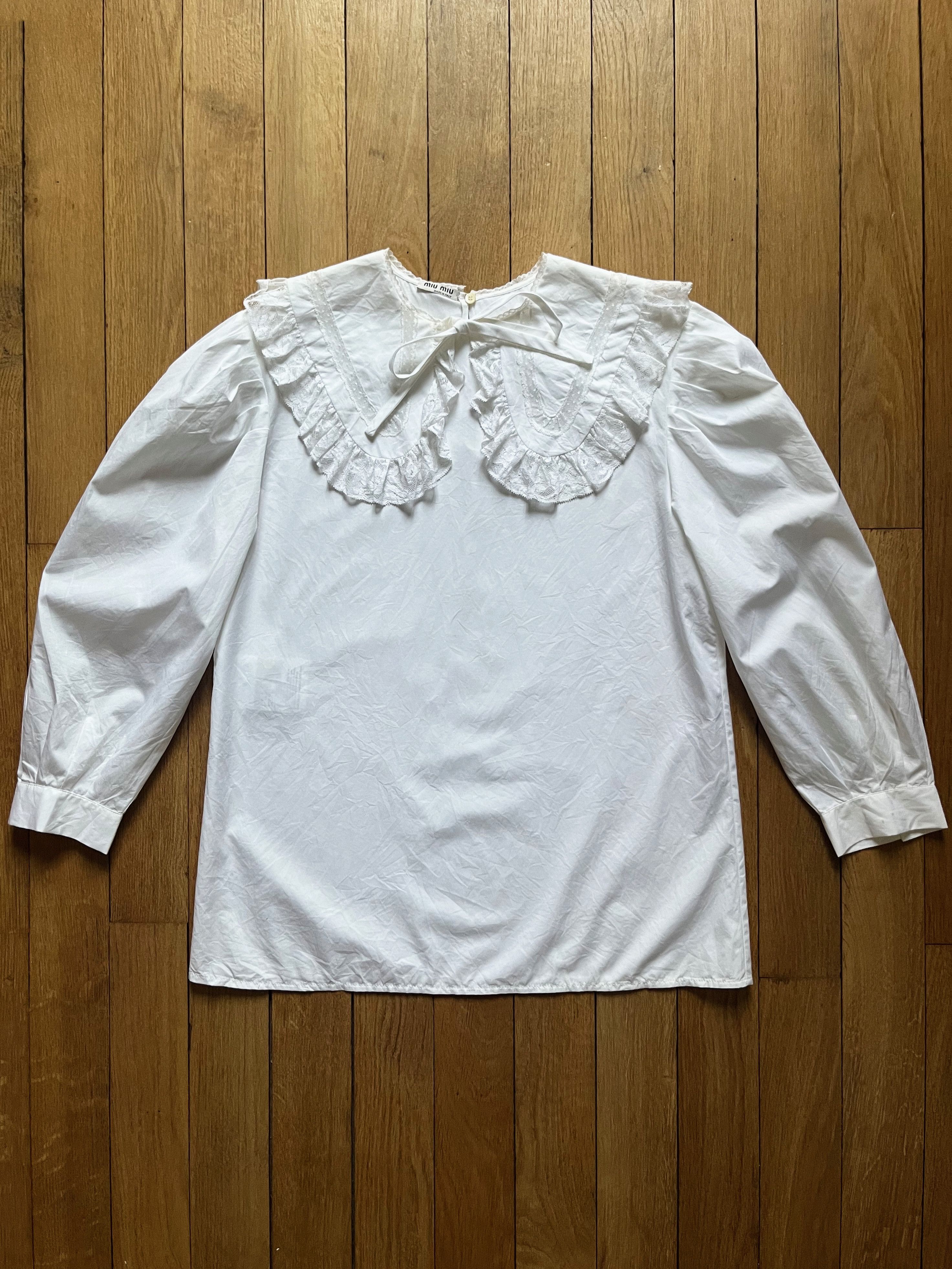 Miu Miu Miu Miu white blouse with lace collar Size S / US 4 / IT 40 - 1 Thumbnail