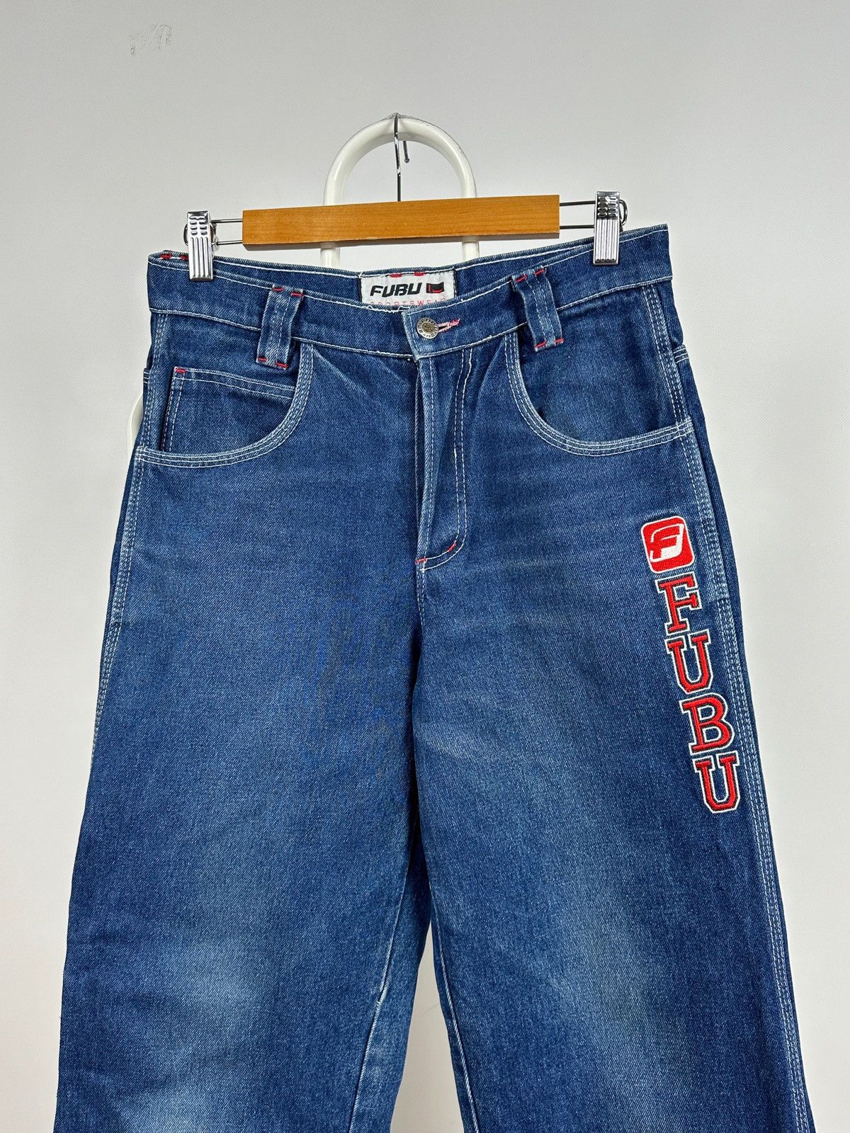 Fubu Vintage Fubu Sports Cargo Baggy Denim Pants Rap Style Size US 28 / EU 44 - 3 Thumbnail
