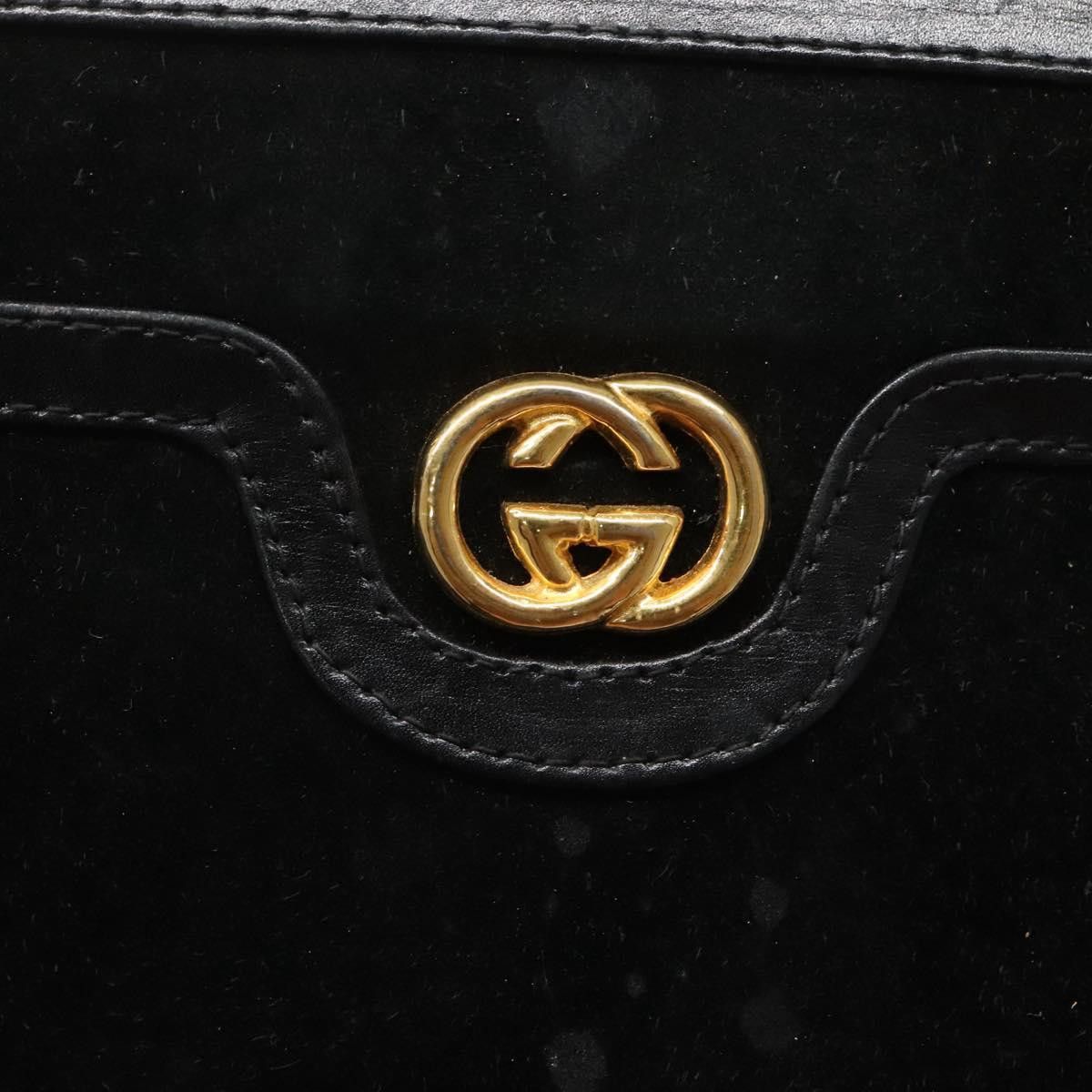 Gucci GUCCI Chain Shoulder Bag Suede Black Gold Size ONE SIZE - 12 Thumbnail