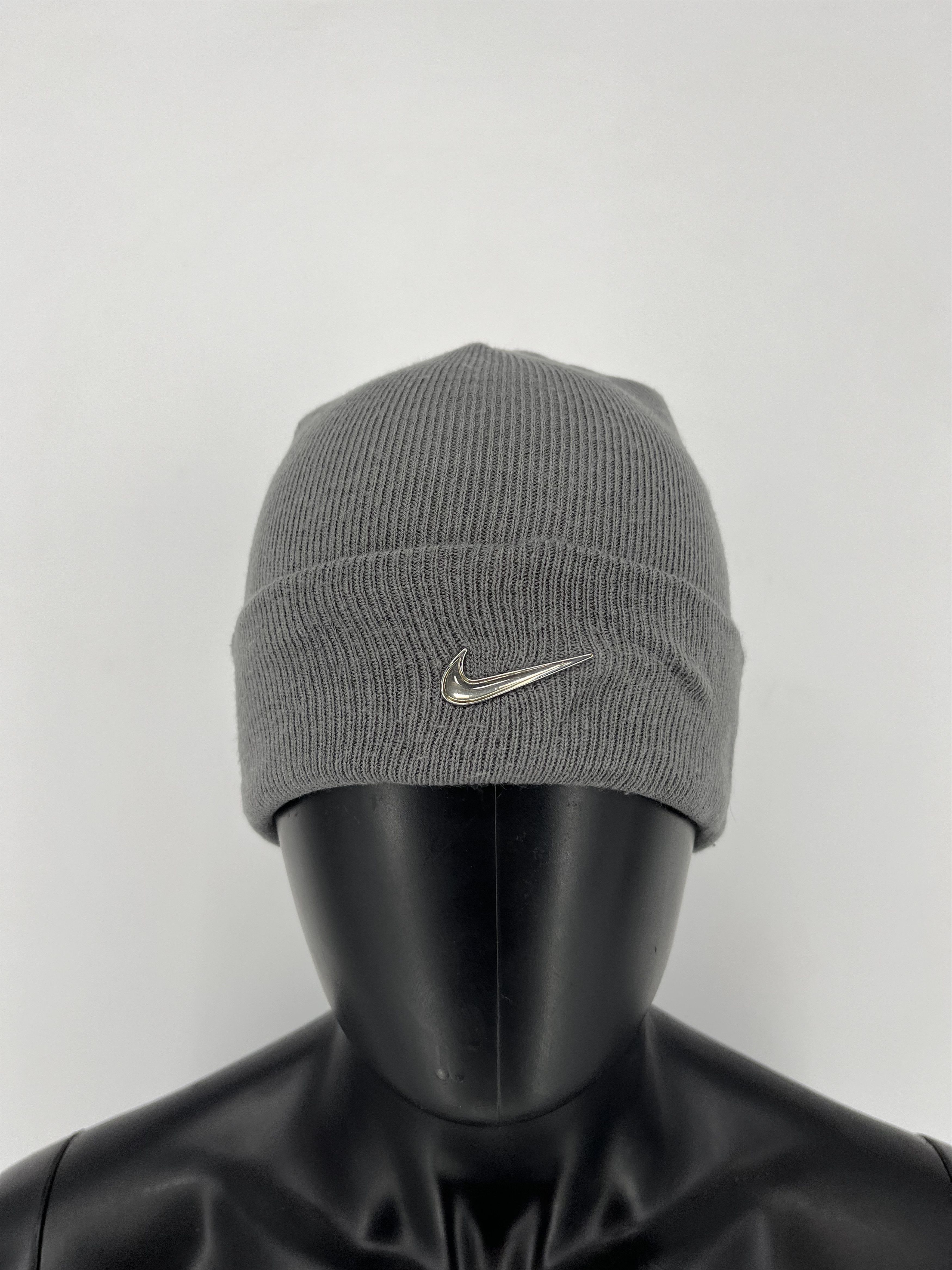 Nike Vintage Nike Metal Swoosh Beanie Hat 90s Just Do It Style 