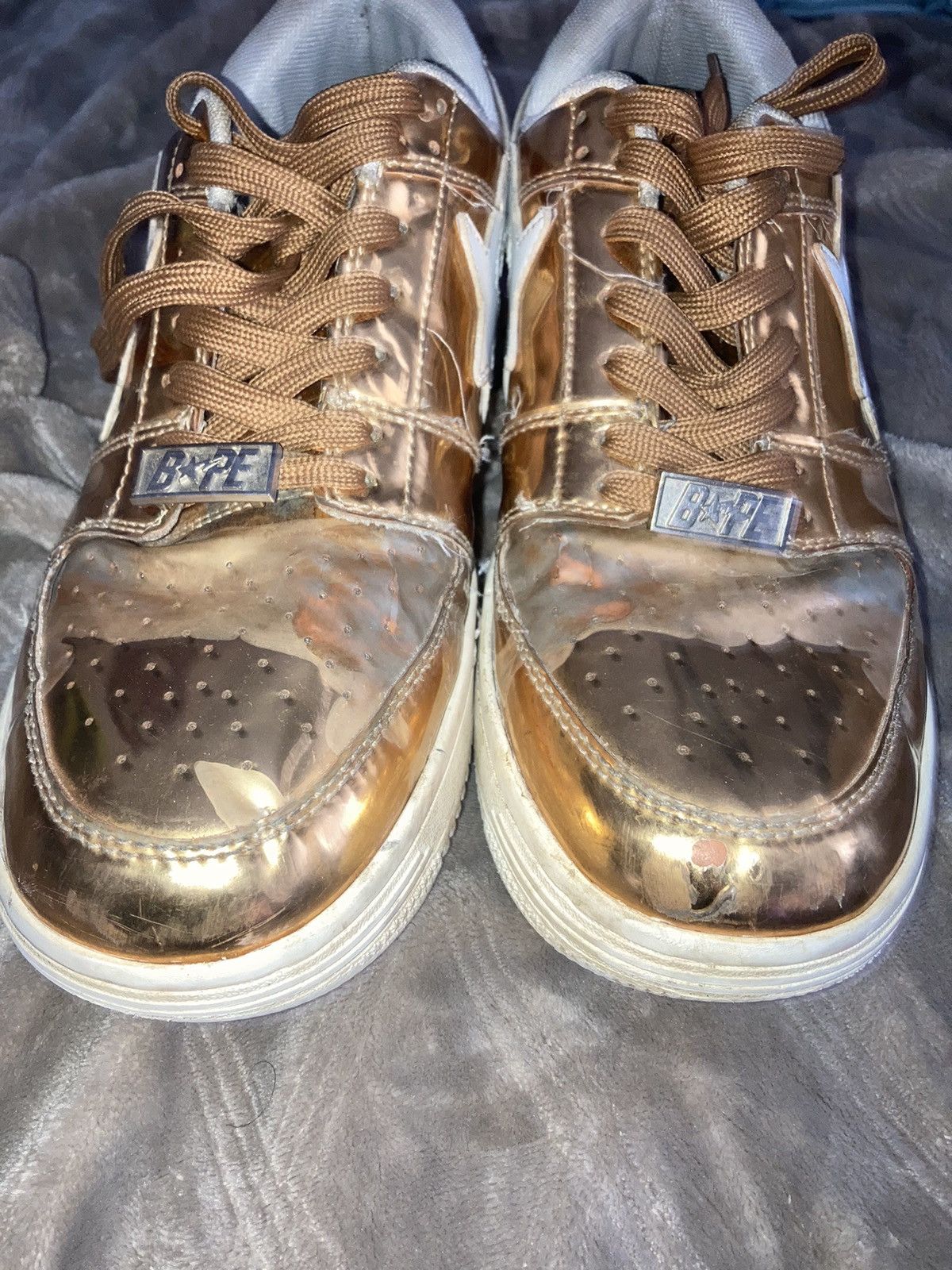 Bape Gold Foil Bapesta Size US 9 / EU 42 - 3 Thumbnail