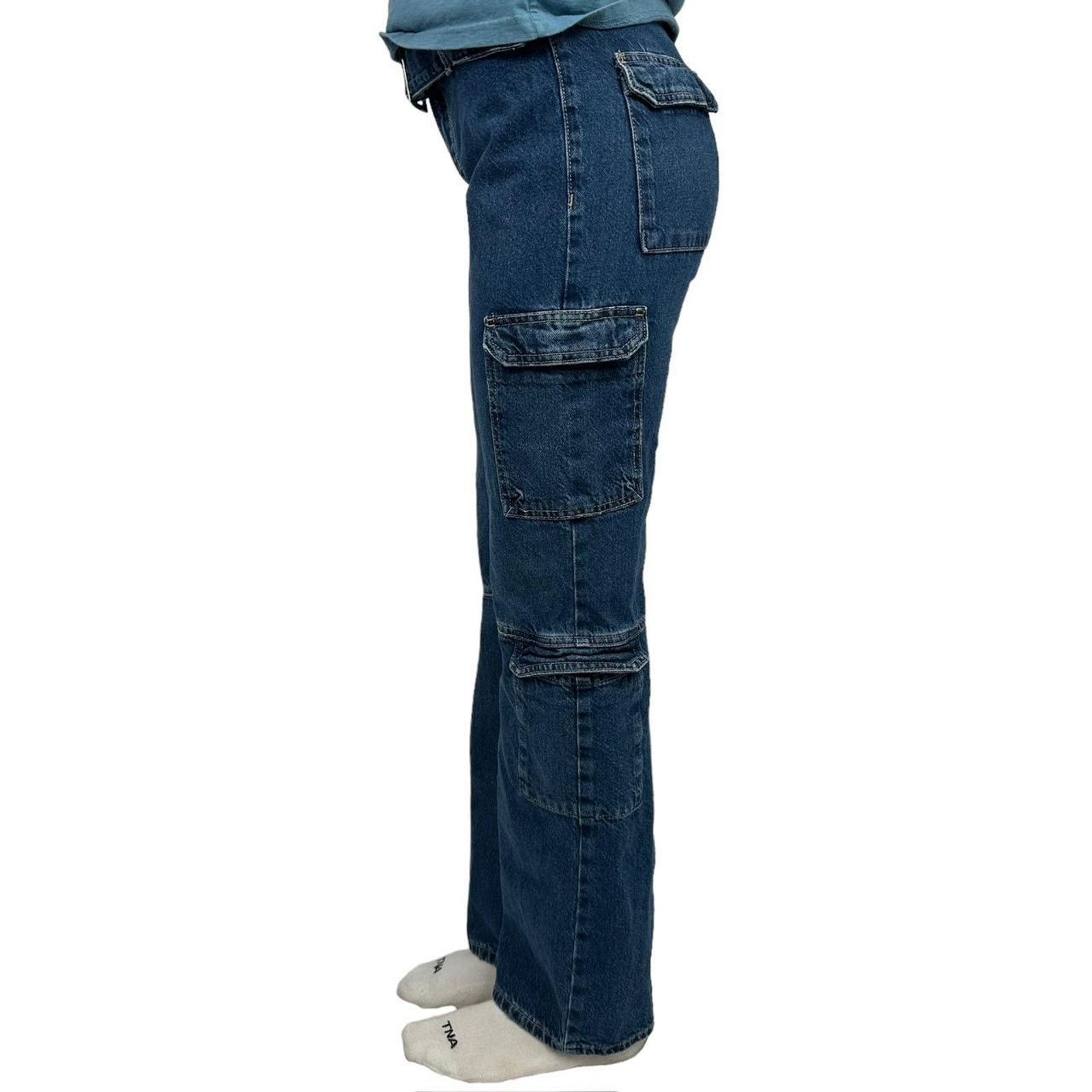 Zara Womens double cargo denim jeans Size 28" / US 6 / IT 42 - 4 Thumbnail