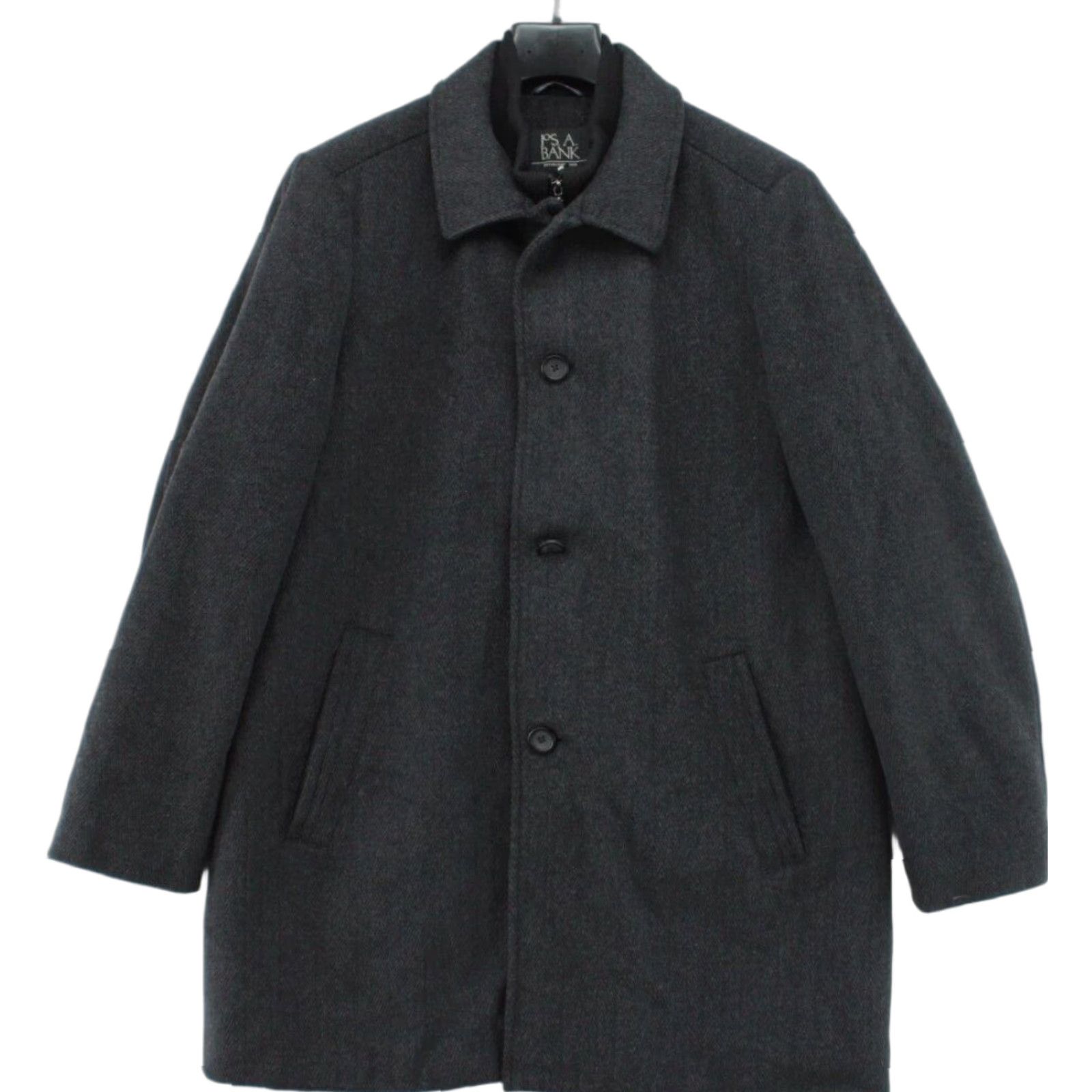 Jos. A. Bank Jos A Bank Jacket Mens 44R Herringbone Wool Mid-Length Full Zip Quilted Lining Coat/Overcoat Black Size 44R Mens Size US S / EU 44-46 / 1 - 1 Thumbnail