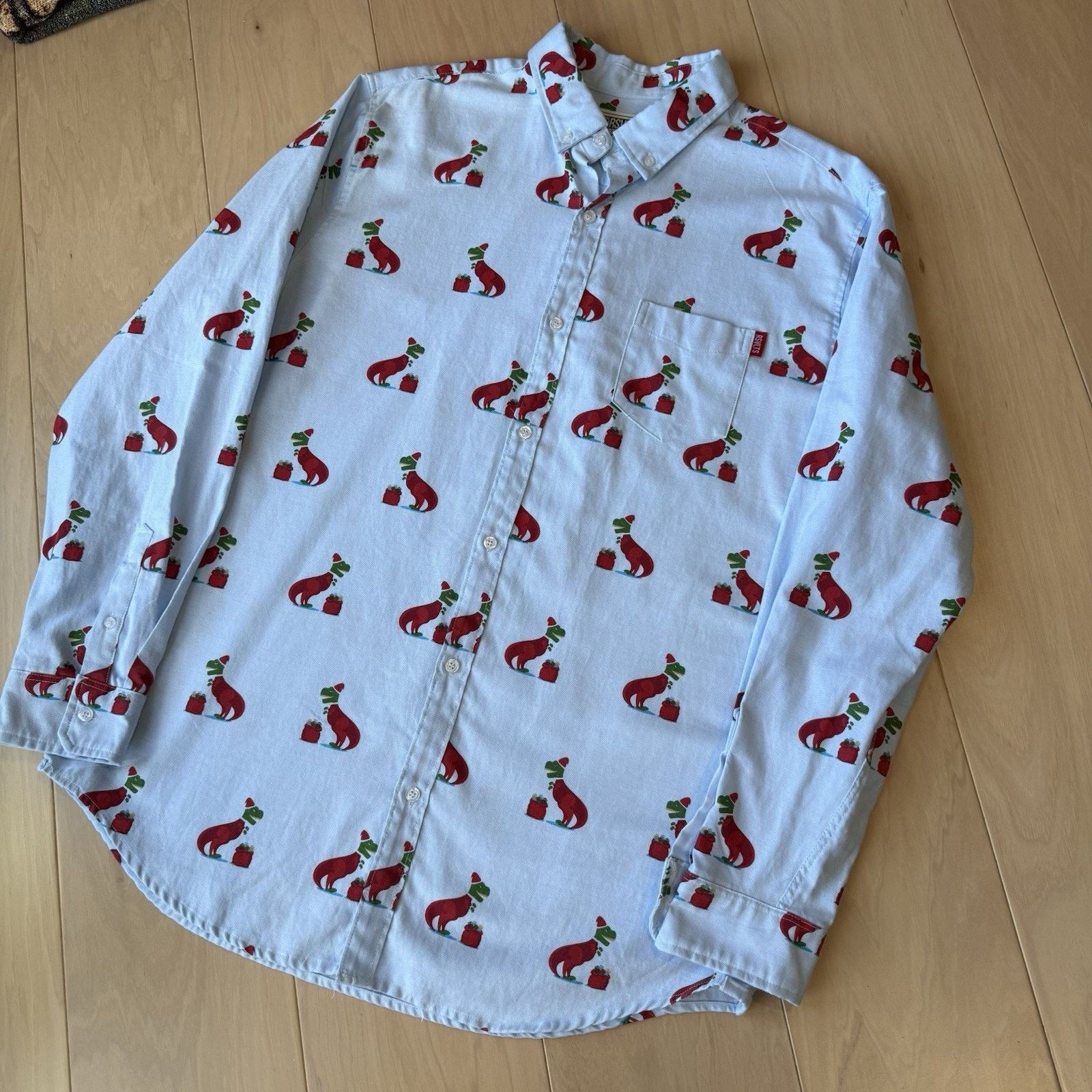 Taylor Stitch RSVLTS Christmas Shirt 2XL Blue Minimalist Oxford T Rex Fun Size US XXL / EU 58 / 5 - 9 Thumbnail