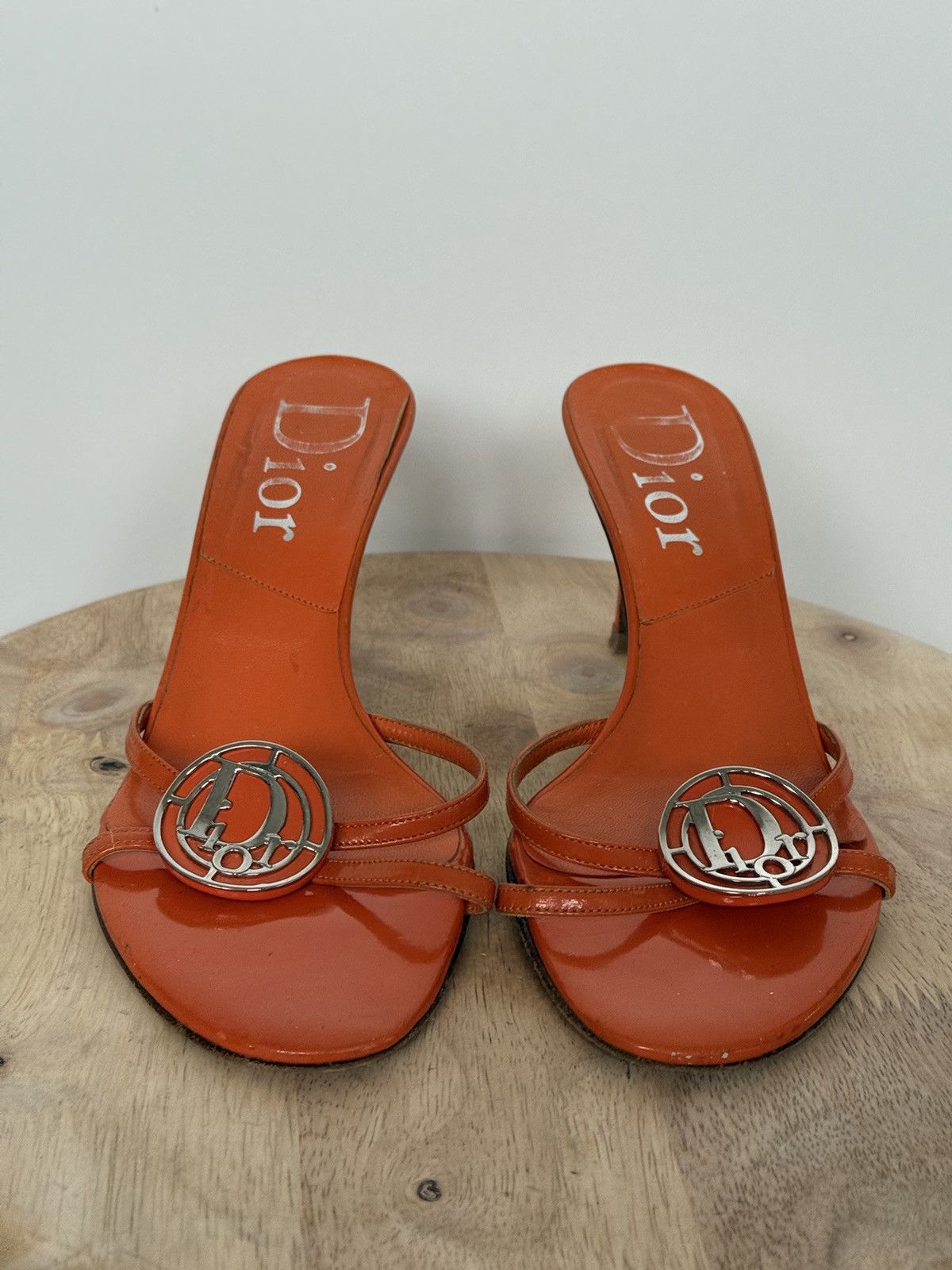 Dior × Vintage Dior Orange Leather Mules Sandals Straps Size US 6 / IT 36 - 3 Thumbnail