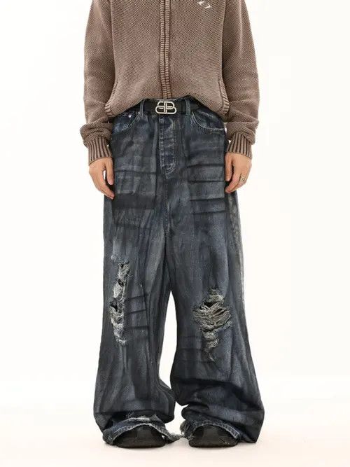 VIBE Baggy Distressed Denim Jeans Size US 30 / EU 46 - 8 Thumbnail
