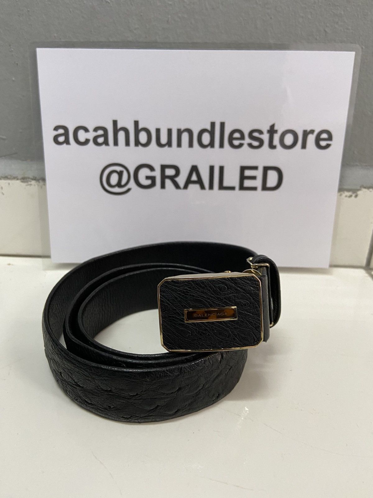 Balenciaga VINTAGE BALENCIAGA PARIS OSTRICH LEATHER BELT Size 38 - 10 Thumbnail