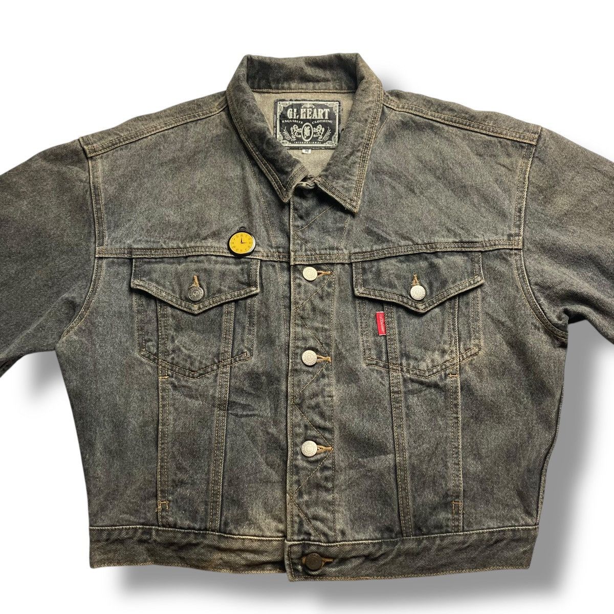 Hysteric Glamour 🇯🇵 VINTAGE GL HEART CROPPED WASHED DENIM JACKET Size US M / EU 48-50 / 2 - 4 Thumbnail