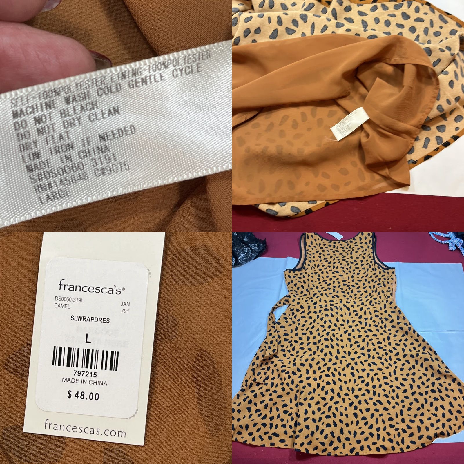 Vintage Everly Dress Women L Black Animal Print Wrap Front V Neck Sleeveless NEW Size L / US 10 / IT 46 - 9 Thumbnail