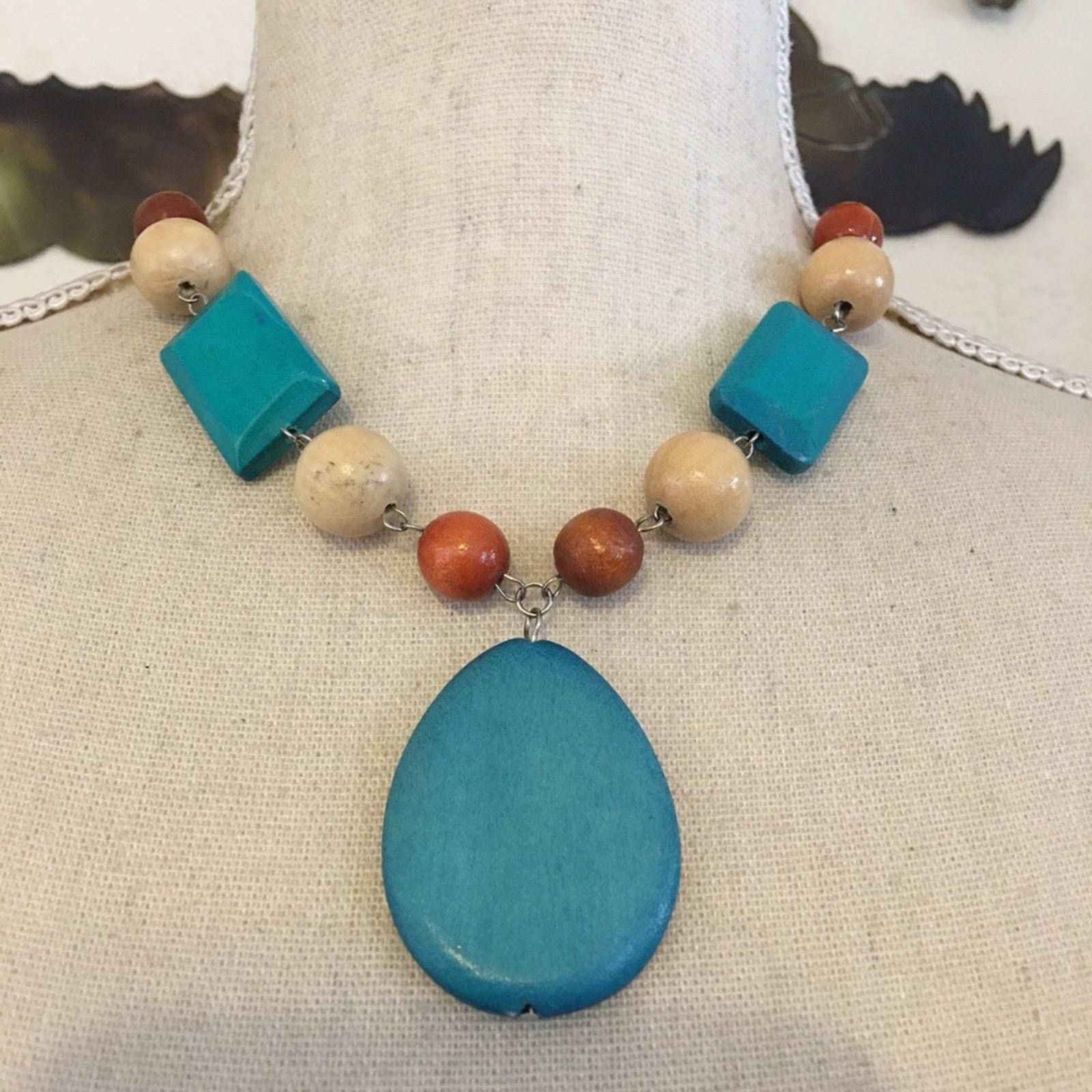 Jewelry Multi tone wood bead cord necklace Size ONE SIZE - 1 Thumbnail