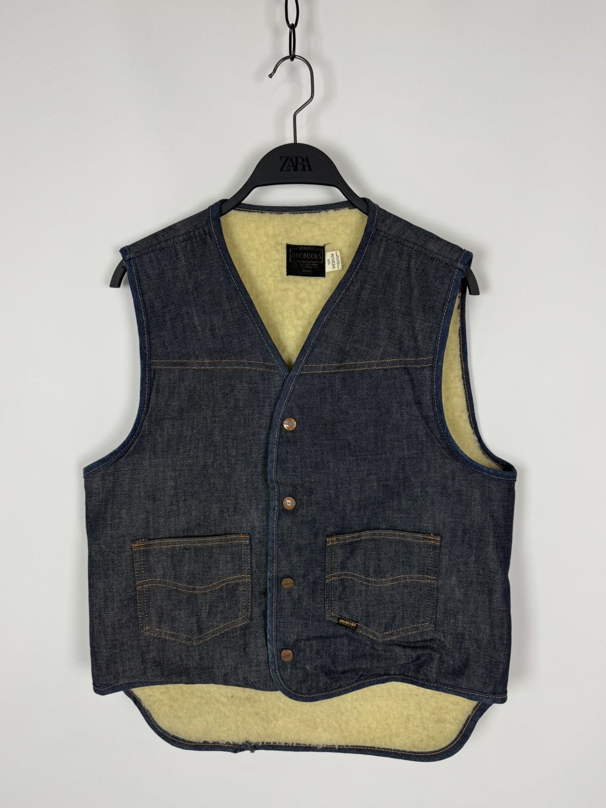 Vintage 80-90’s Vintage Roebucks Sears Denim Sherpa Vest Jacket Size US M / EU 48-50 / 2 - 1 Thumbnail