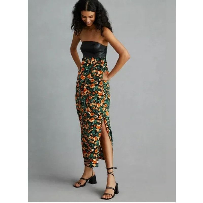 slim fit dress slacks Anthropologie Eva Franco Vegan Cut Out Midi Dress Size 4 Green – Finds For  You main image 0