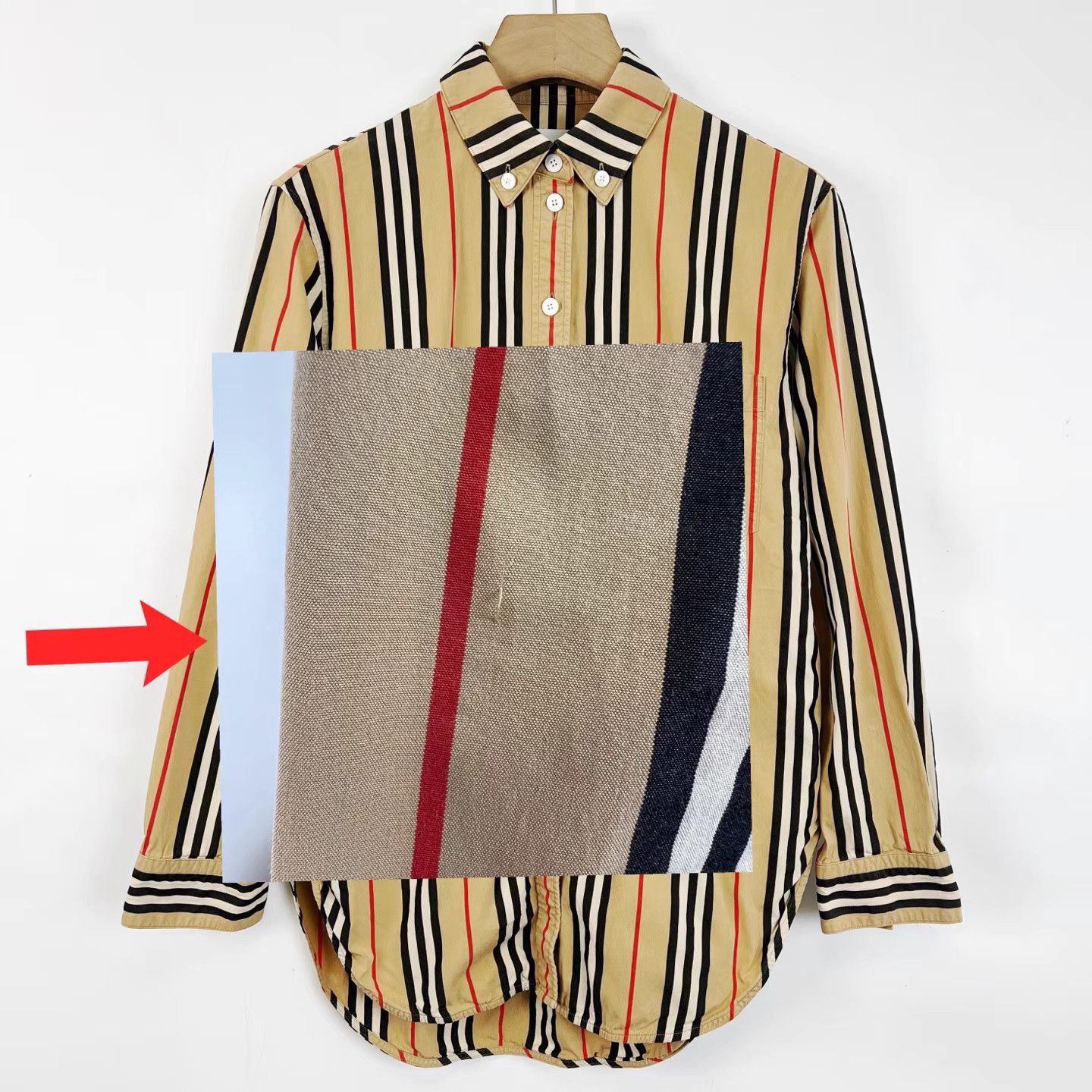Burberry Burberry Khaki Classic Vertical Stripe Long Sleeve Shirt K12 Size M / US 6-8 / IT 42-44 - 4 Thumbnail