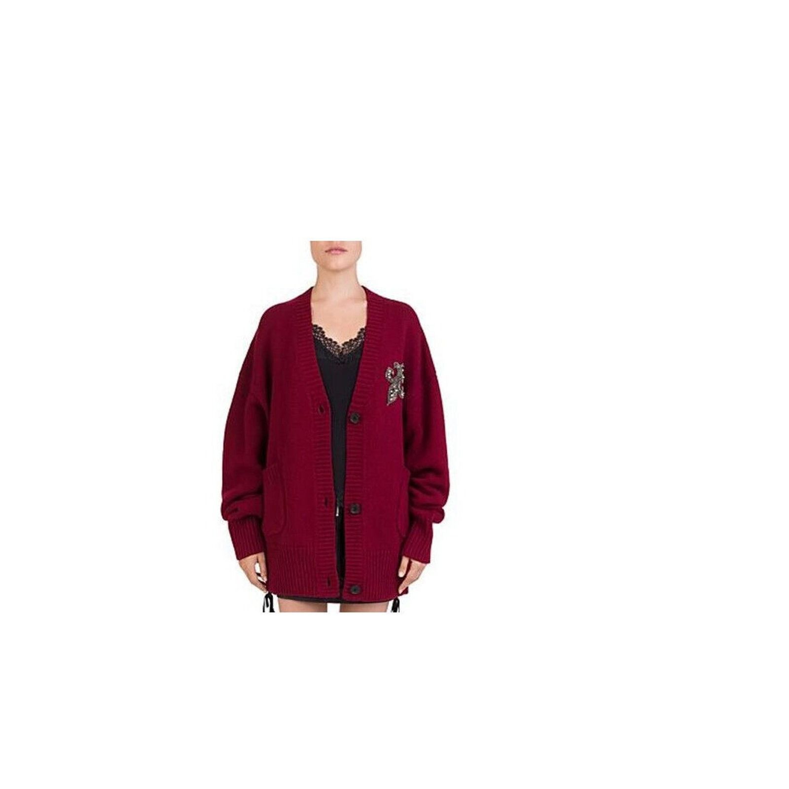 The Kooples The Kooples Embellished Merino Wool Fleur-de-lis Cardigan Size M / US 6-8 / IT 42-44 - 1 Thumbnail