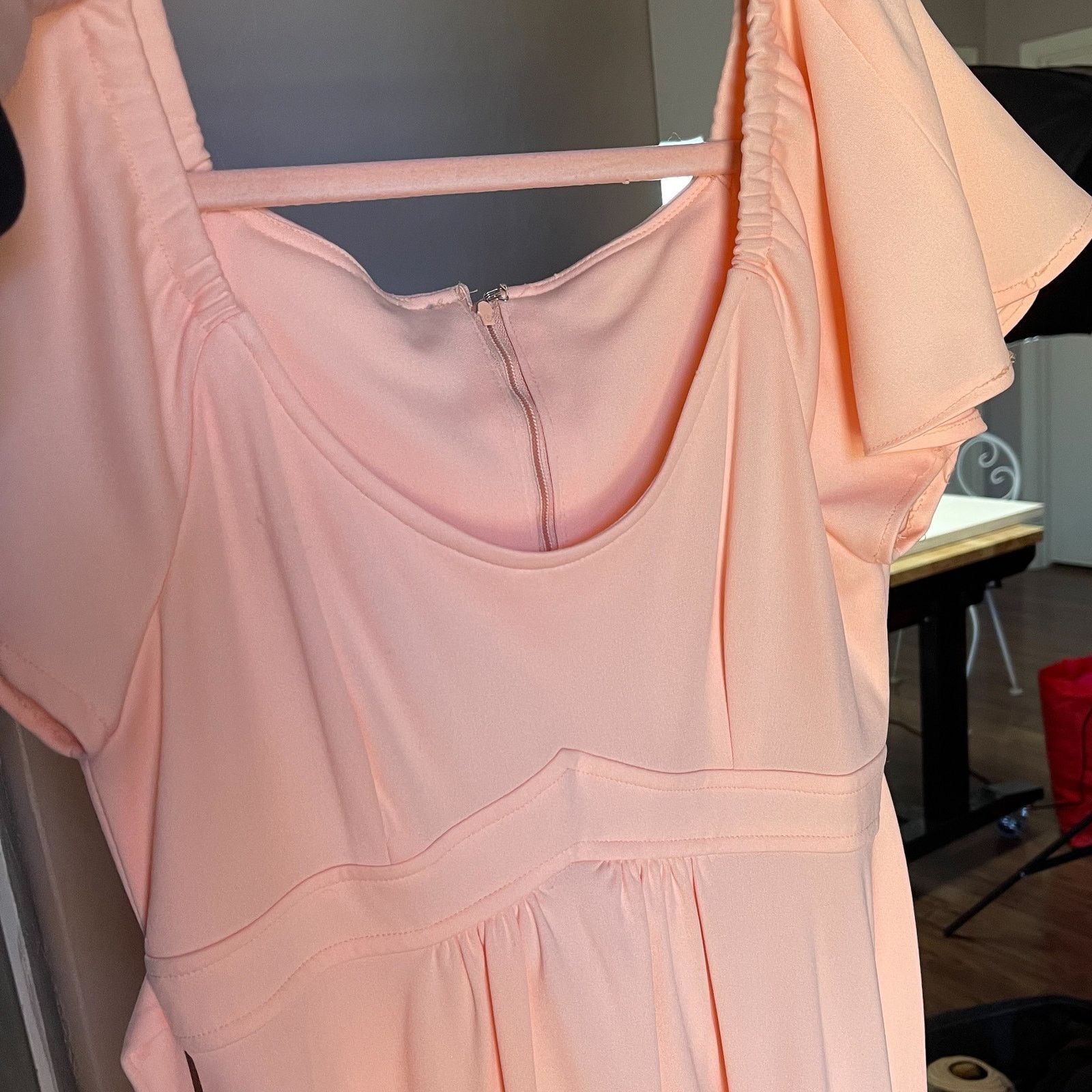 Vintage 1970s Peach Boho Flutter Sleeve Empire Waist Maxi Dress Size S / US 4 / IT 40 - 5 Thumbnail