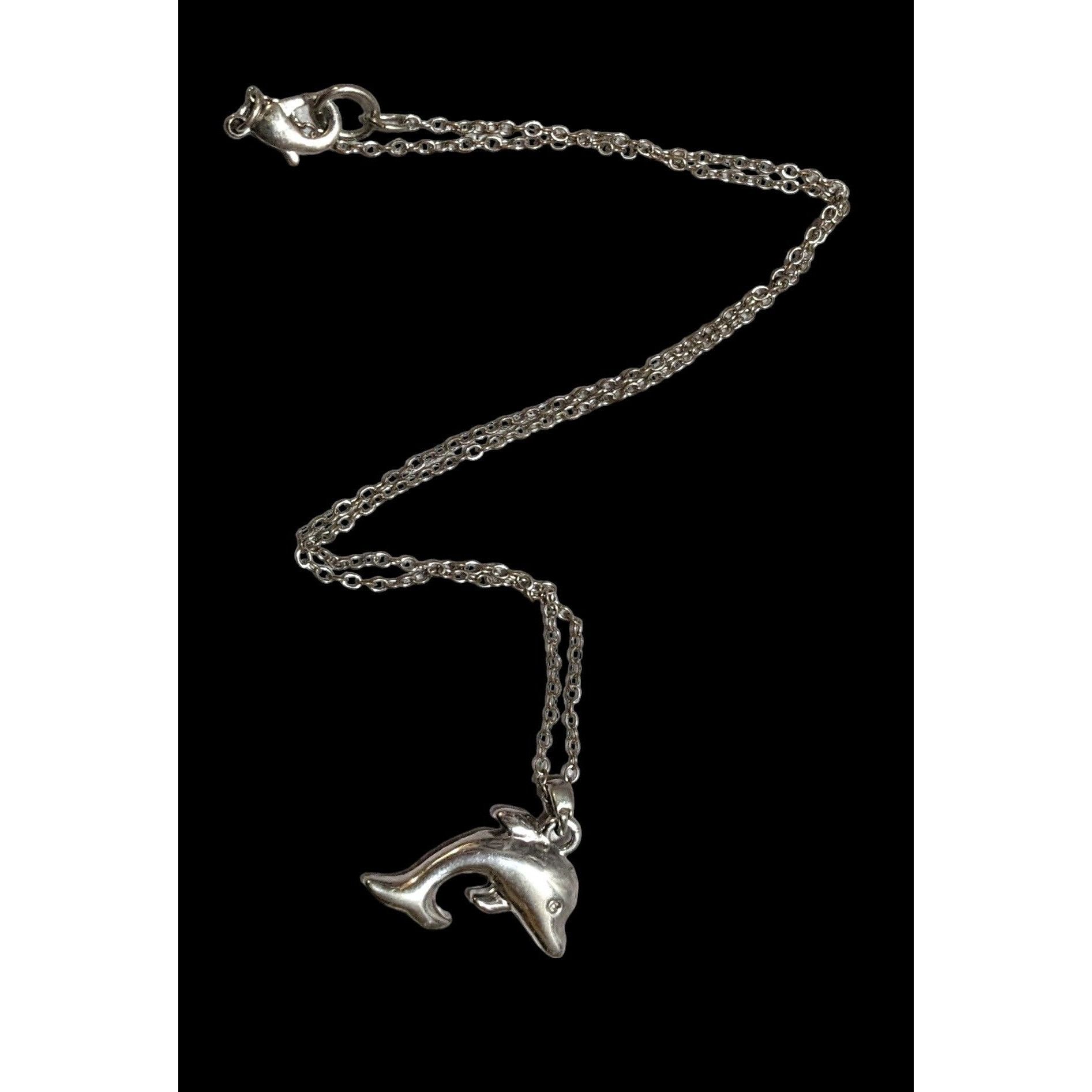 Other Reversible Silver Rhinestone Dolphin Necklace Size ONE SIZE - 2 Thumbnail