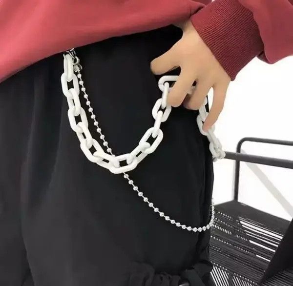 Jewelry Pocket Chain White Punk Rock Link Gothic Wallet Chrome Size ONE SIZE - 1 Thumbnail
