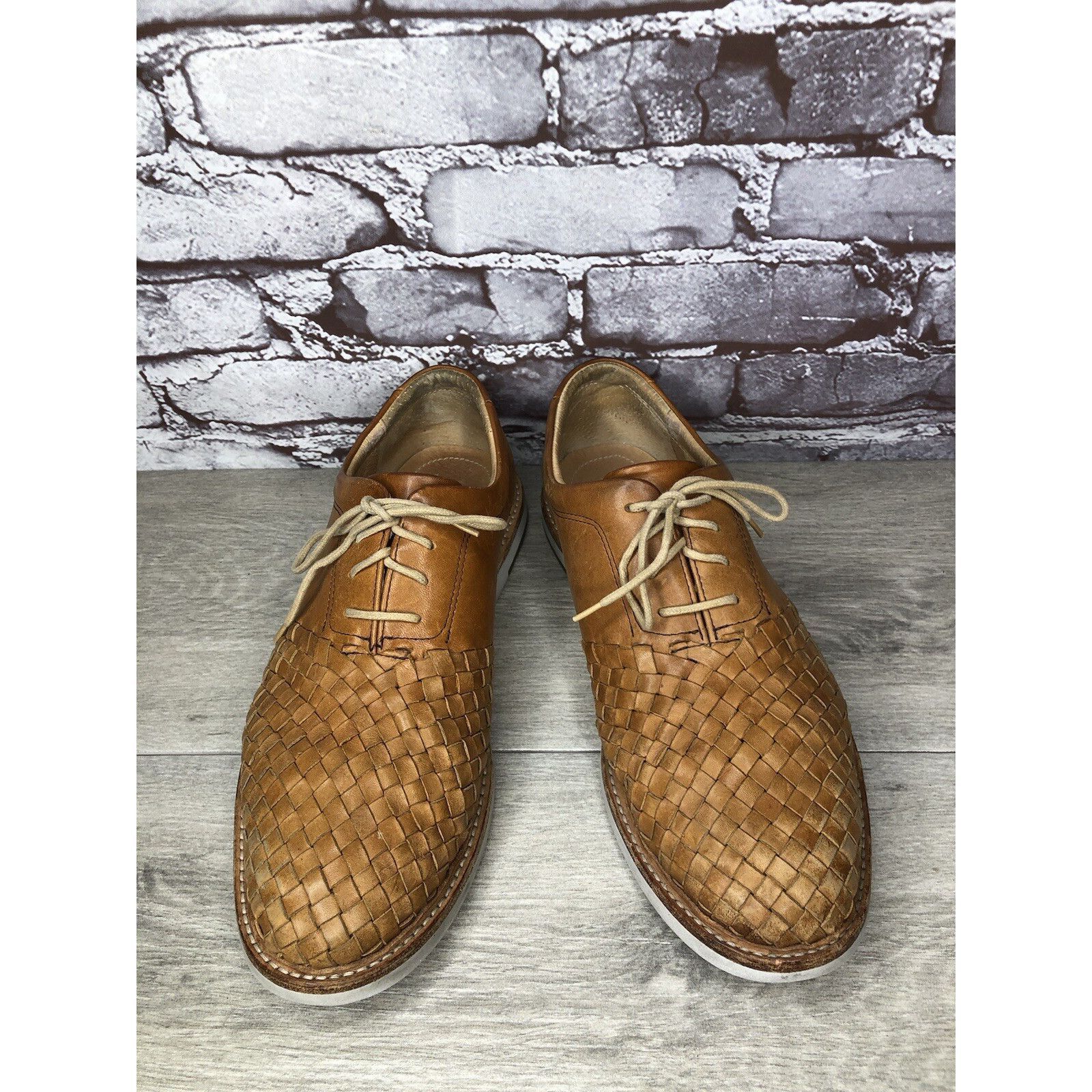 Other THOROCRAFT ROSS Brown Woven Leather Oxfords Lace Up Shoes Me Size US 10 / EU 43 - 13 Thumbnail