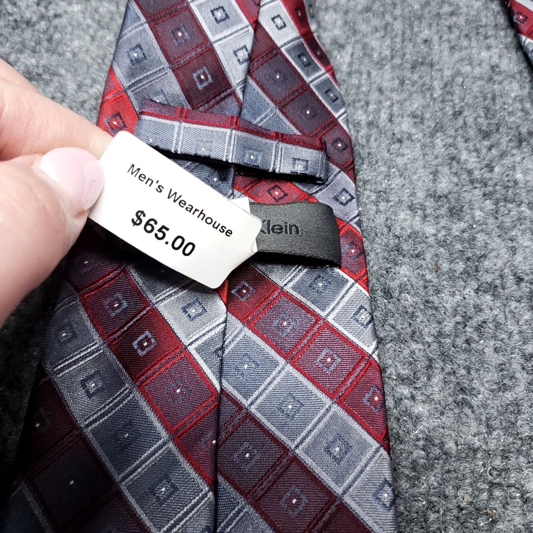 Calvin Klein Calvin Klein Tie Mens NEW Red Gray Silk Striped Designer Necktie Neck Tie Size ONE SIZE - 7 Thumbnail