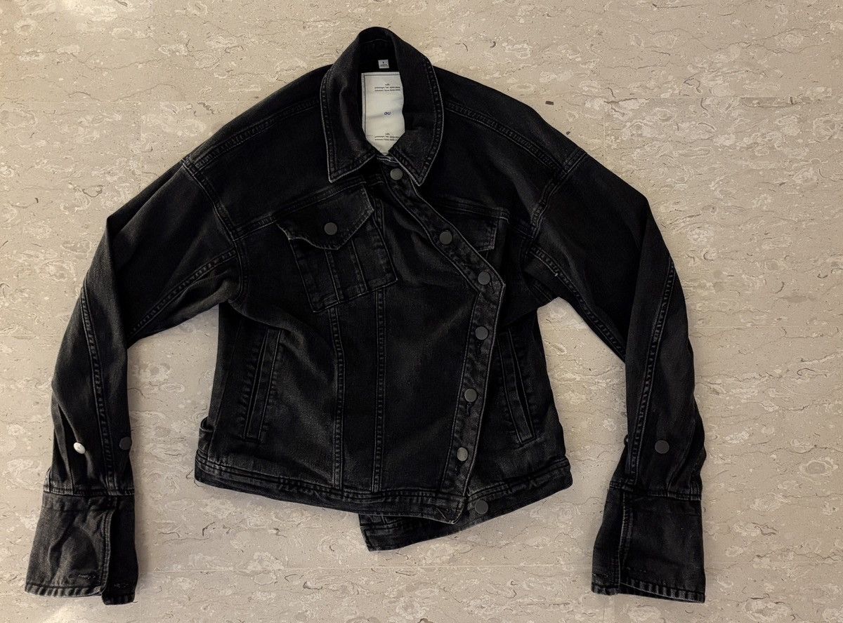 GU GU x rokh Assymetrical Denim Jacket Biker Cropped Size S / US 4 / IT 40 - 1 Thumbnail