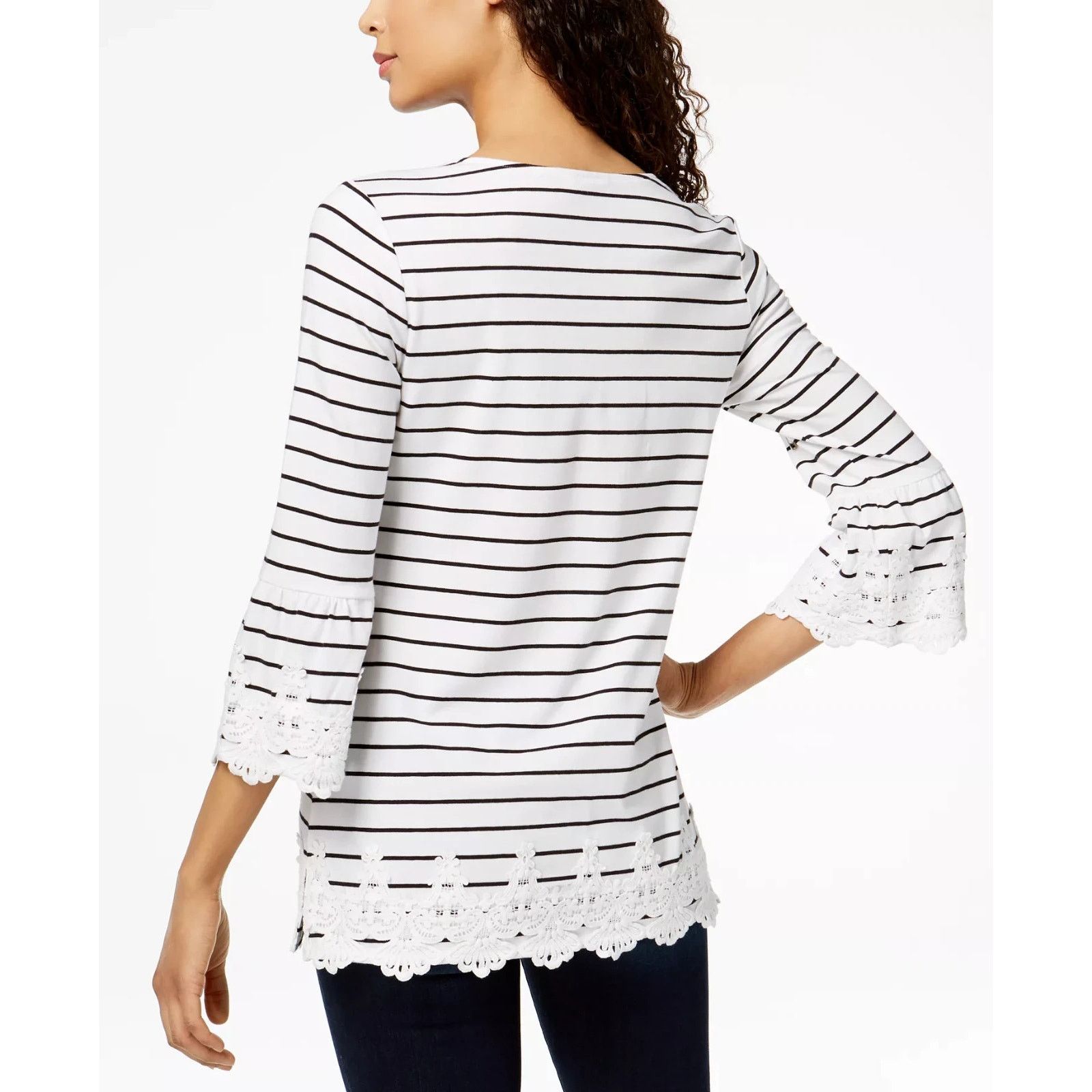 & Other Stories Charter 3/4 Top Cotton Embroidery White/Black 1X A001874 Size 4XL / US 24-26 - 2 Thumbnail
