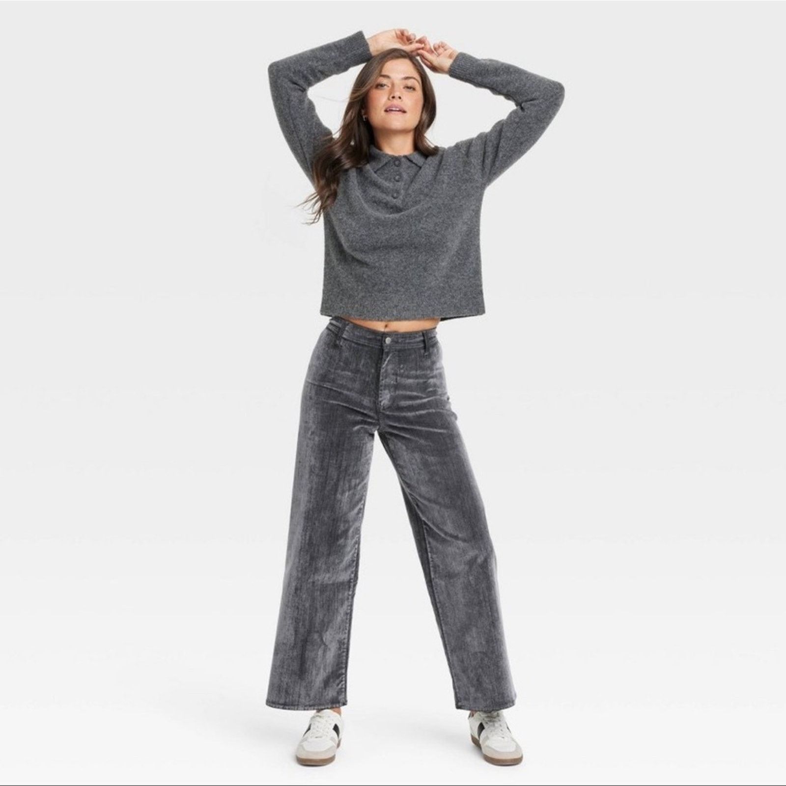 & Other Stories HighRise FlockedSailor Wide Leg Ankle Universal Thread 2 Size 26" / US 2 / IT 38 - 1 Thumbnail