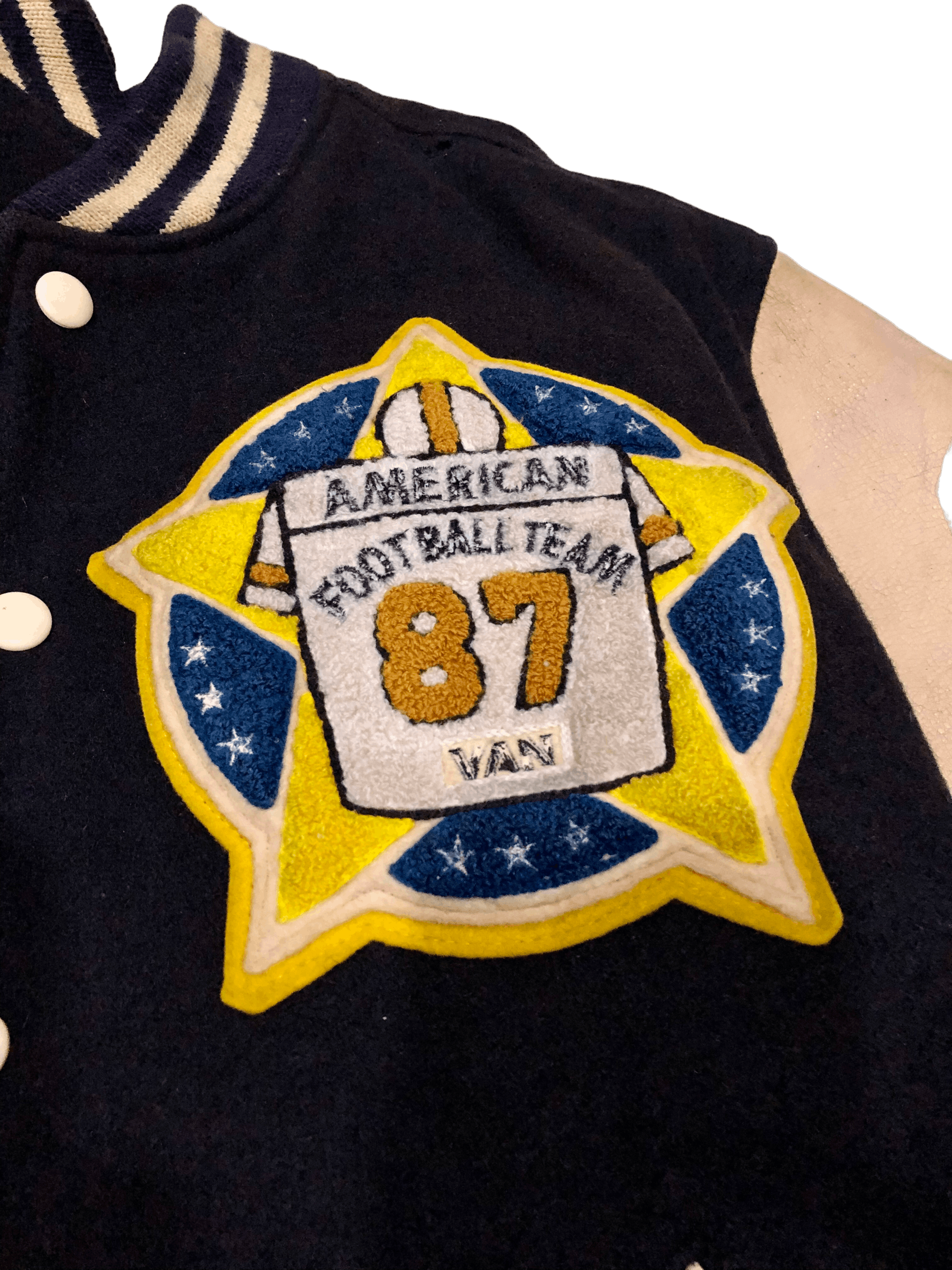 Vintage Vintage 80s Van Jac American Football Team Varsity Jacket Size US L / EU 52-54 / 3 - 3 Thumbnail