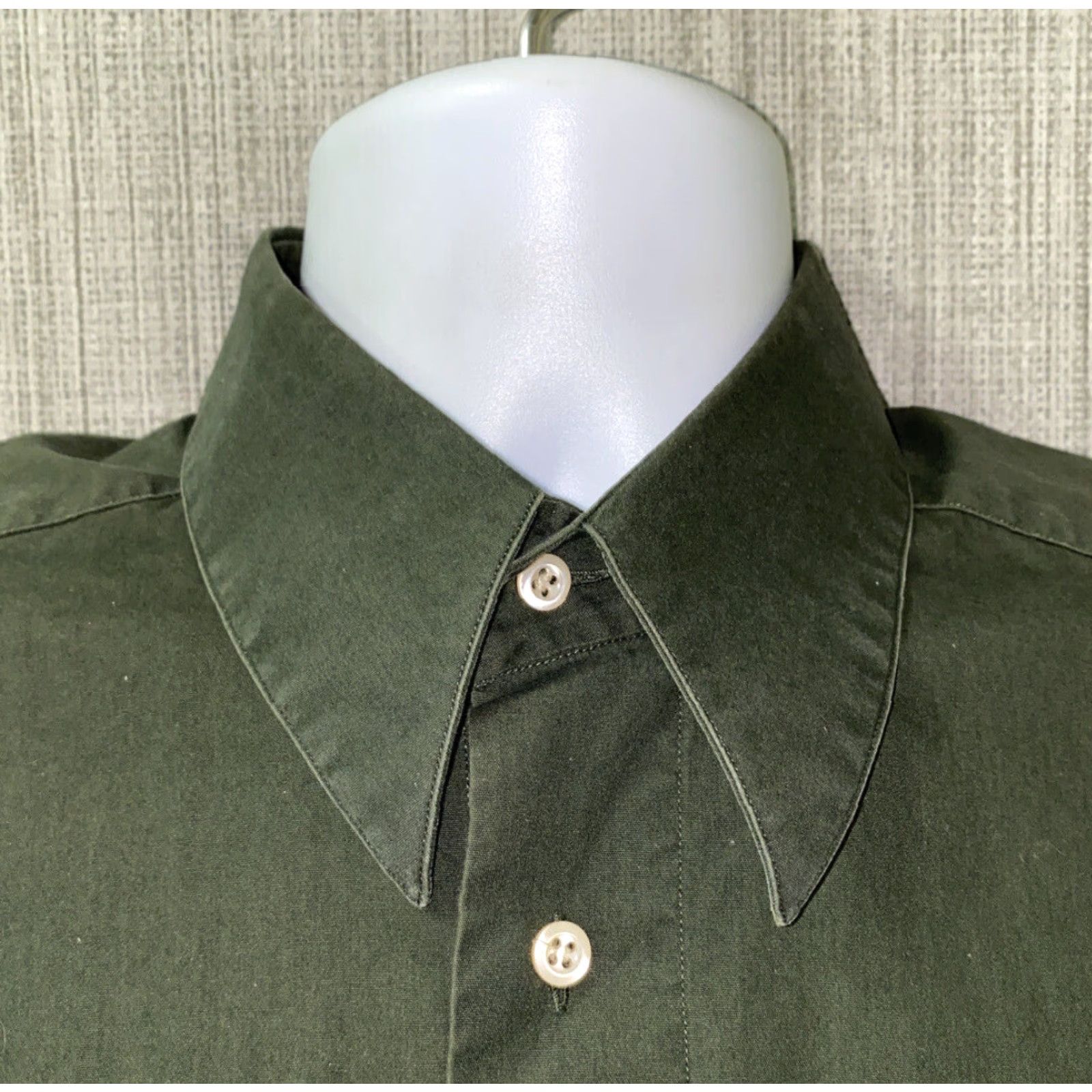 Hugo Boss VINTAGE HUGO BOSS Mens Dress Shirt Long Sleeve Button Front Size 16 Green Solid Men's Clothing Size 42R - 3 Thumbnail