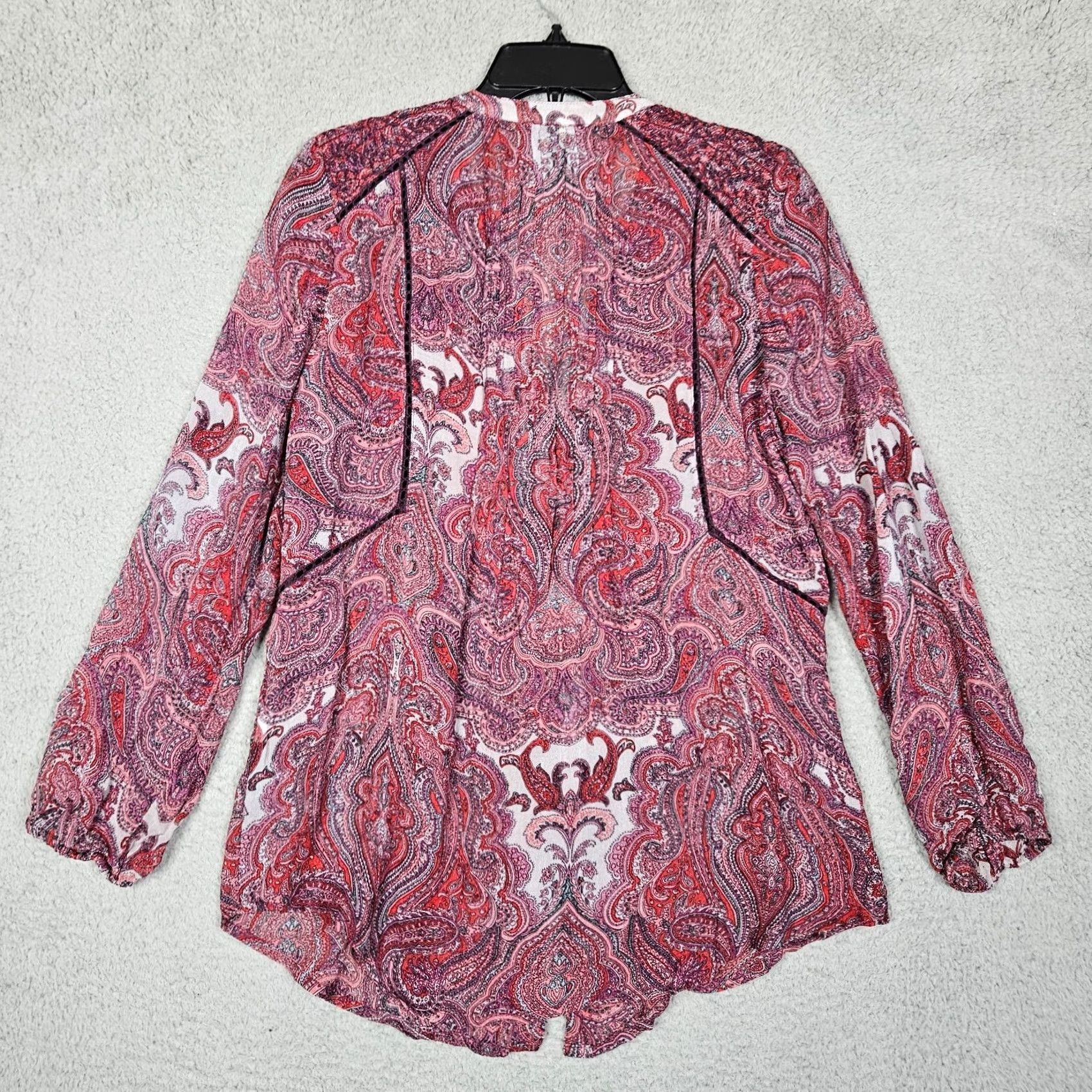 Lucky Brand Lucky Brand Women's V-neck Long Sleeve Pleated Paisley Blouse Sz S Size S / US 4 / IT 40 - 7 Thumbnail