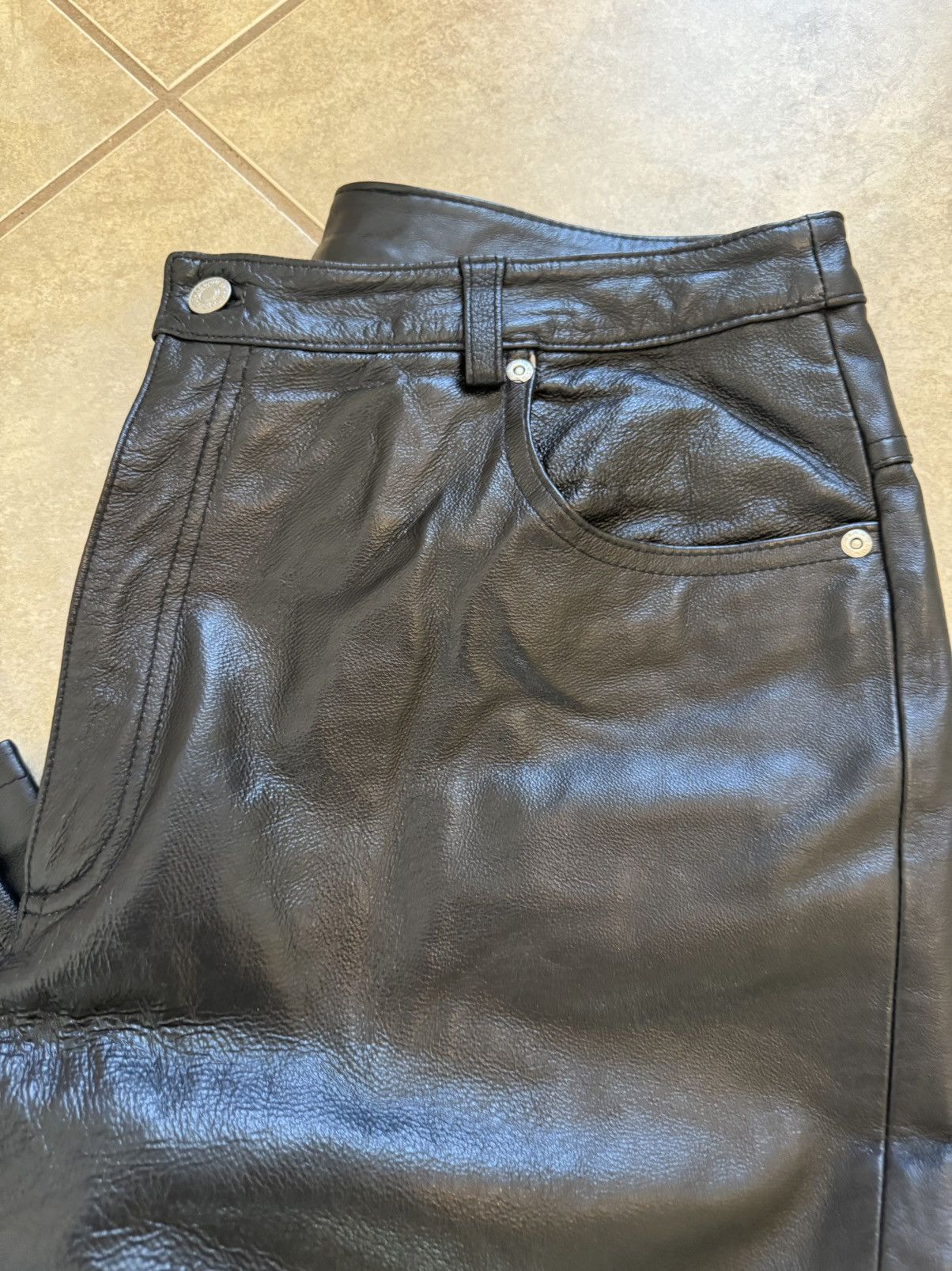 Vintage Vintage Black Leather Jeans Size 36" / US 14 / IT 50 - 3 Thumbnail