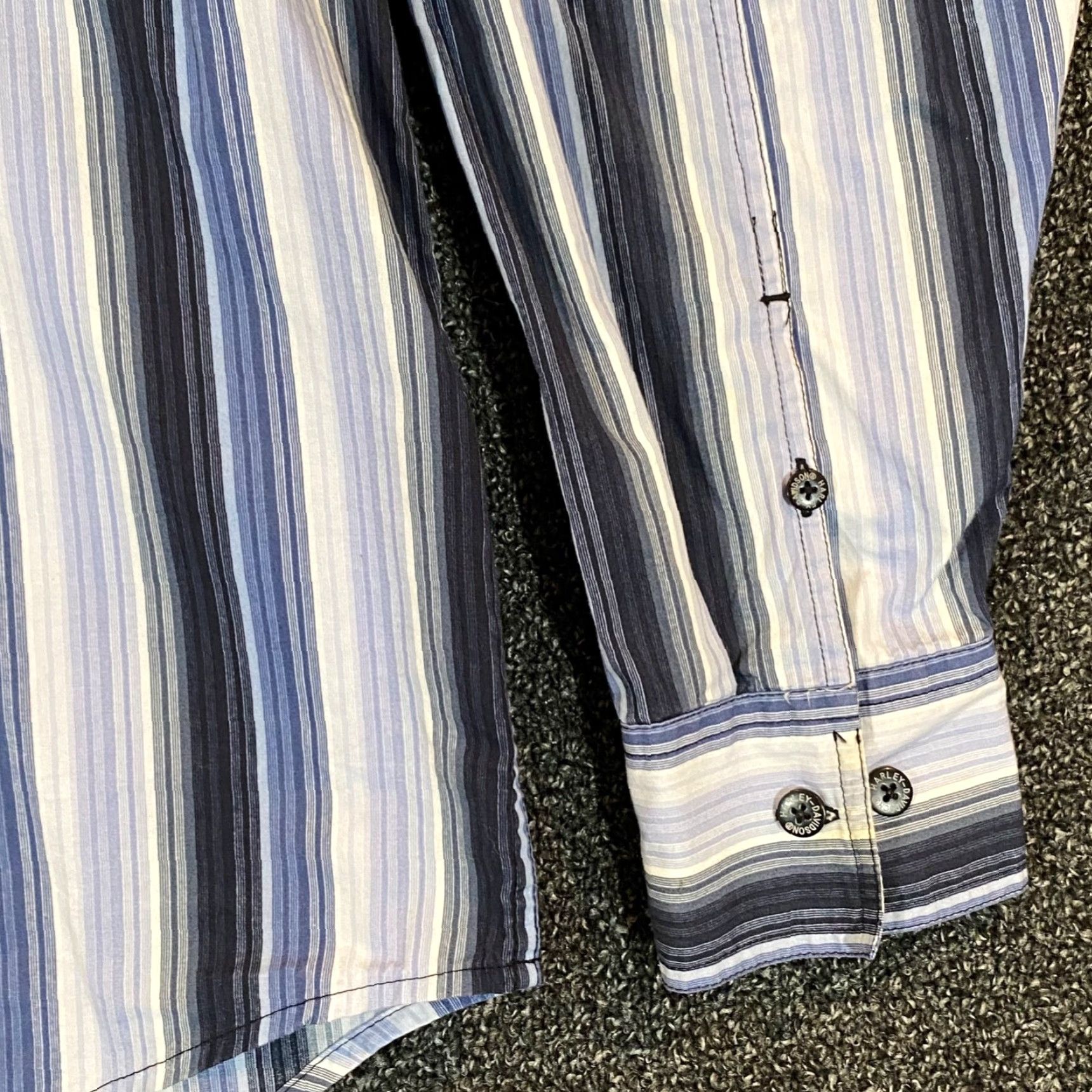 Harley Davidson Harley-Davidson Shirt Mens XL Blue Striped Motorcycle Button-Up Long Sleeve Casual Size US XL / EU 56 / 4 - 5 Thumbnail
