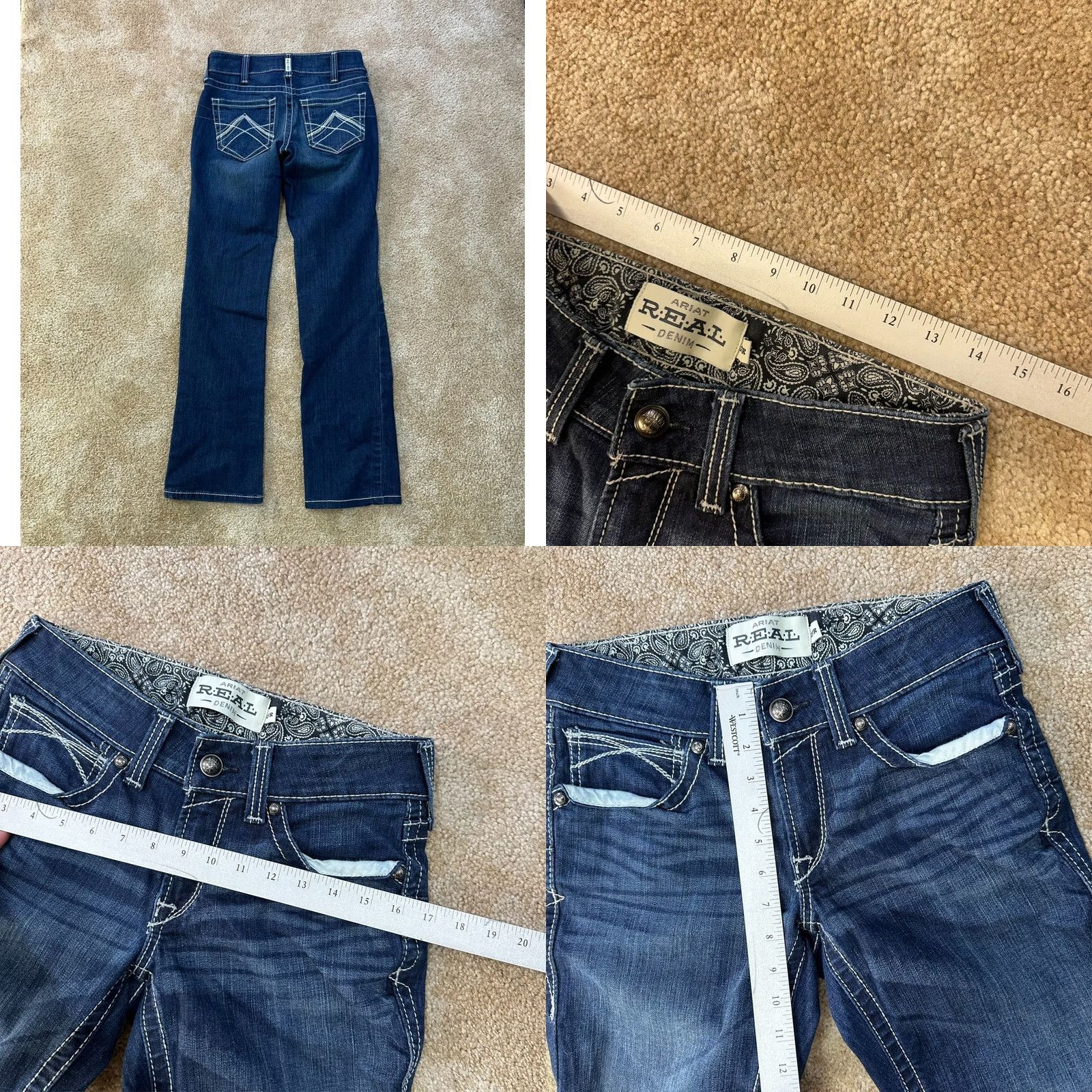 Ariat Ariat REAL Denim Jeans Womens 27 Blue Stretch Bootcut 5-Pocket Regular Inseam 31 Size 27" / US 4 / IT 40 - 8 Thumbnail