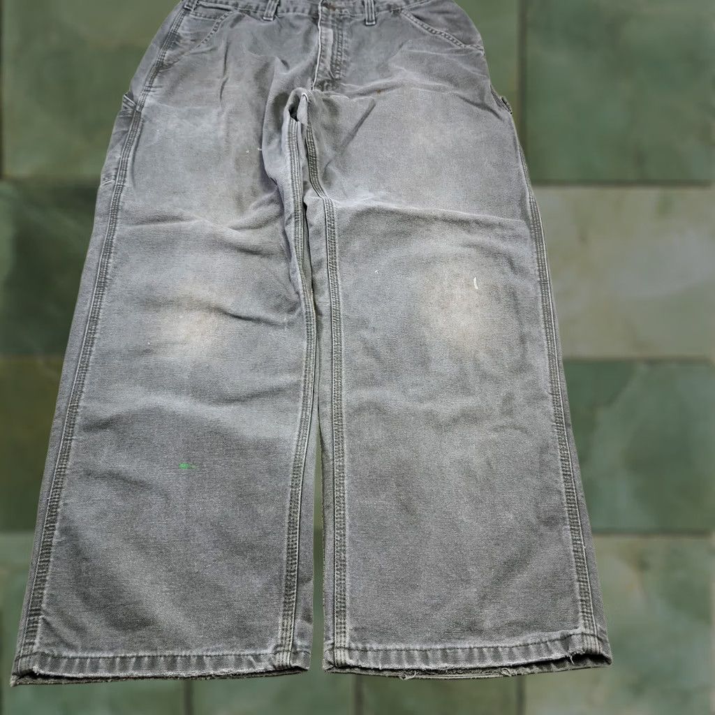 Carhartt VINTAGE Carhartt Pants Men 34x30 Moss Green Canvas Distressed Baggy Workwear 90s USA Carpenter Mens Pants Size US 34 / EU 50 - 1 Thumbnail