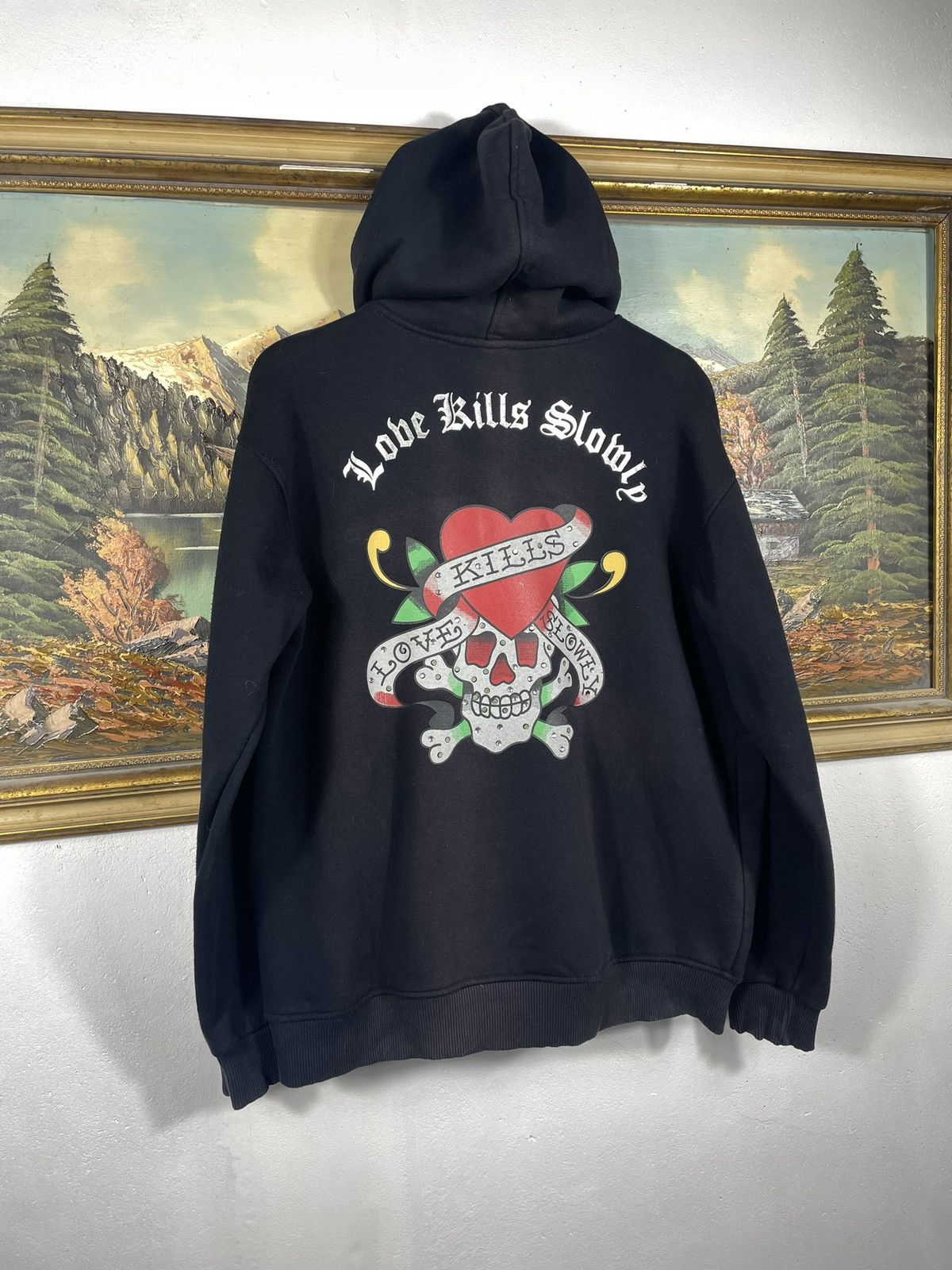 Christian Audigier × Ed Hardy × Vintage Ed Hardy Retro 00s Hoodie With Crystals Affliction Grunge Size US M / EU 48-50 / 2 - 7 Thumbnail
