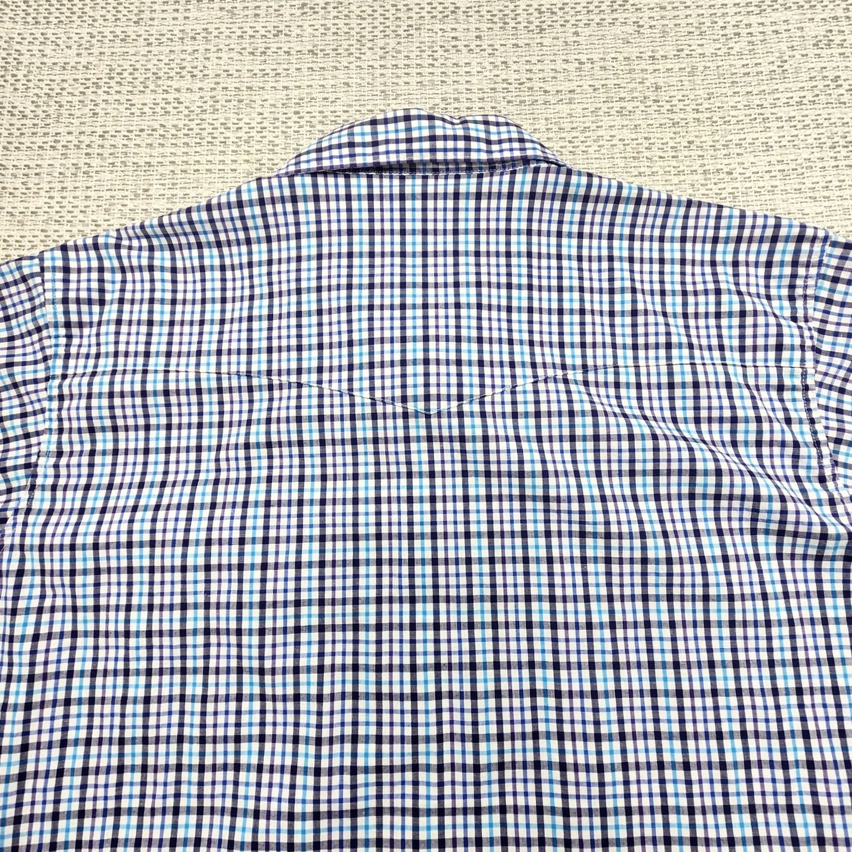 Wrangler Wrangler Shirt Mens XL Blue Plaid Pearl Snap Short Sleeve Western Cowboy Casual Workwear Shirt Size US XL / EU 56 / 4 - 7 Thumbnail
