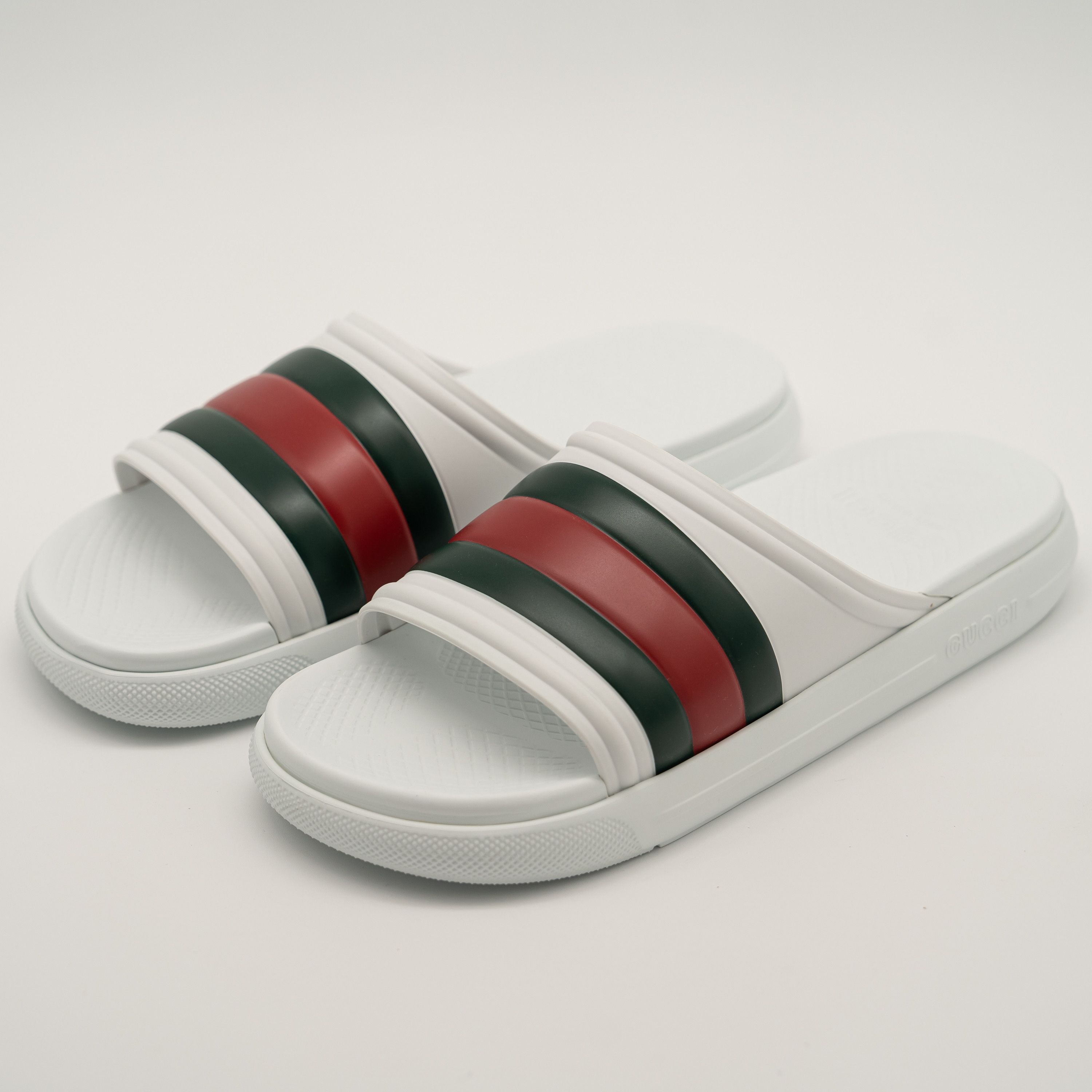 9g us Gucci Web Slides Sandals White Green Red Rubber