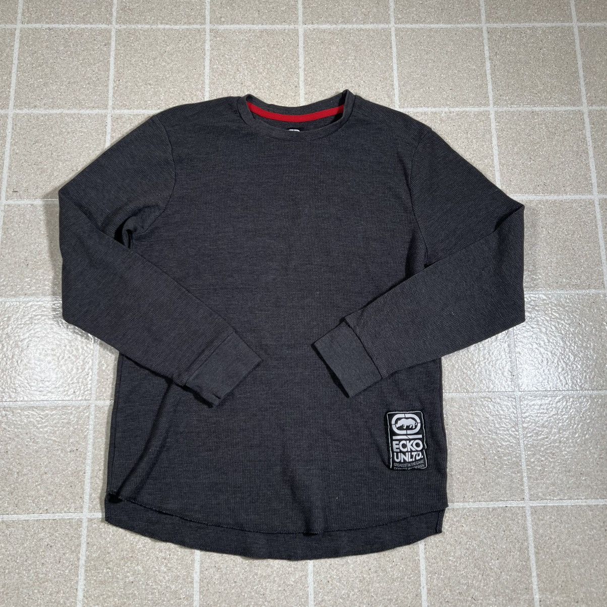 Ecko Unltd. Ecko Unltd Gray Waffle Knit Long Sleeve Thermal Shirt Size US M / EU 48-50 / 2 - 1 Thumbnail