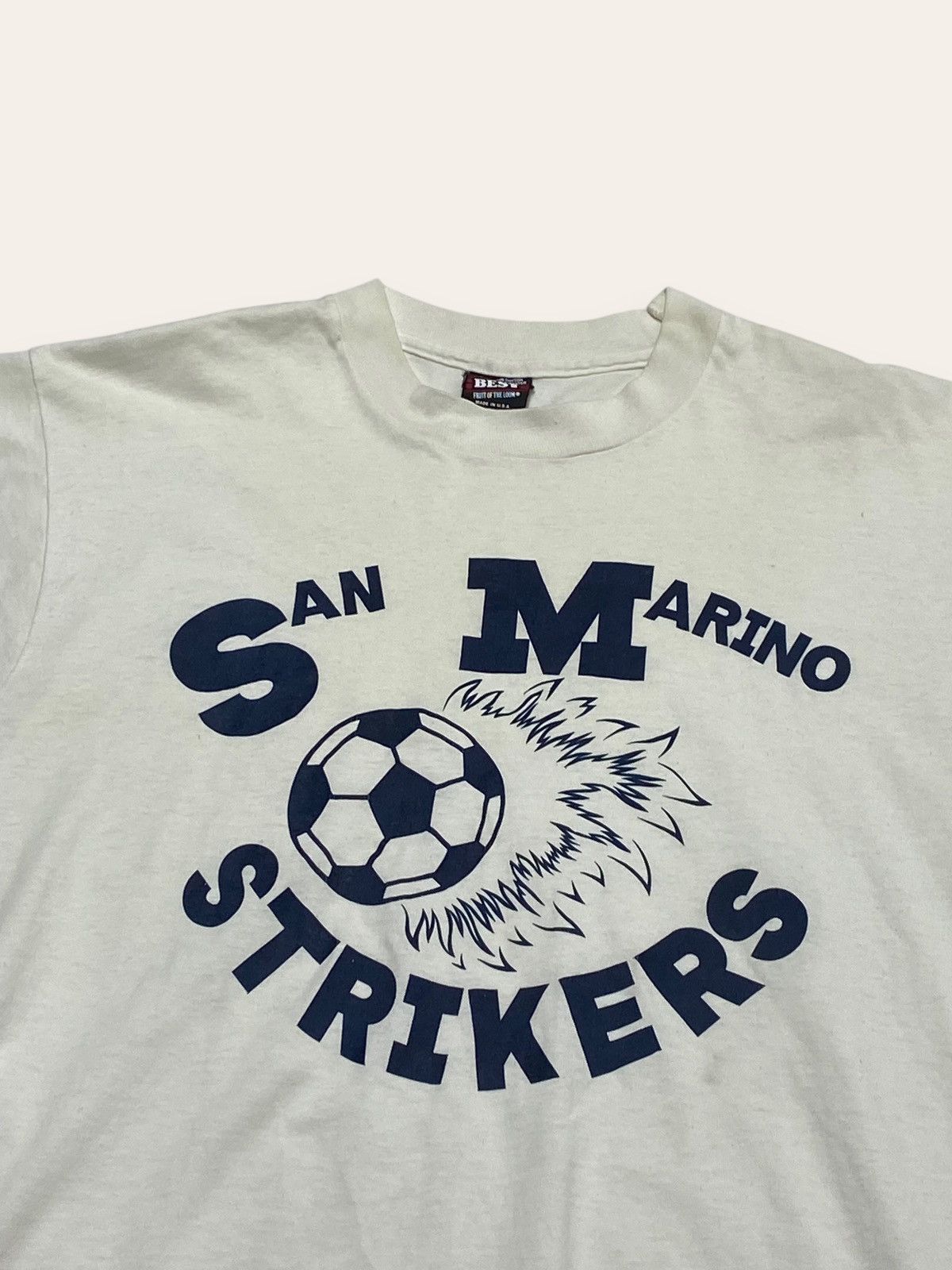 Vintage 90s Vintage SAN MARINO STRIKERS Big Logo Single Stitch Tee Size US M / EU 48-50 / 2 - 2 Thumbnail