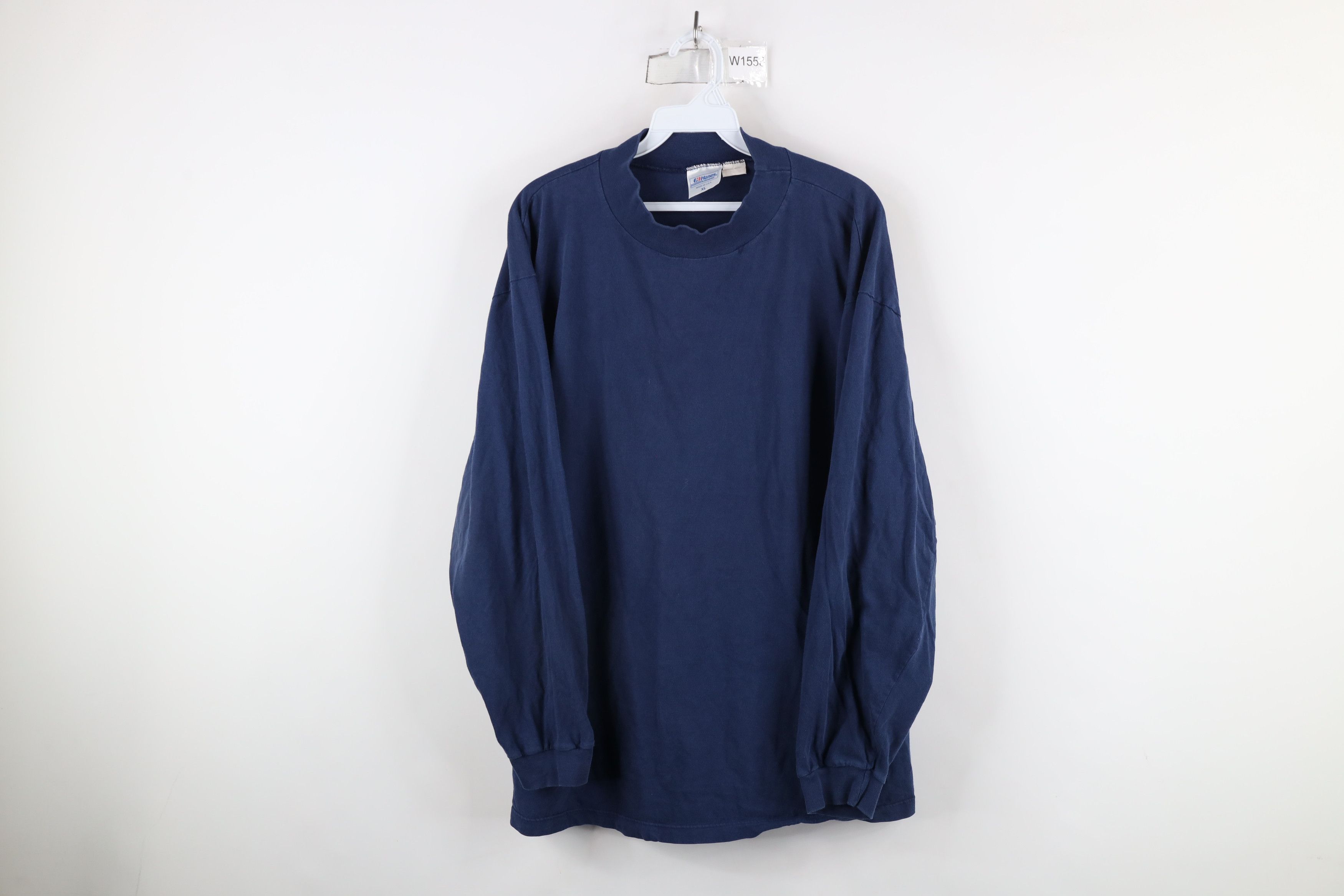 Hanes × Vintage Vintage 80s 90s Hanes Mock Neck Long Sleeve T-Shirt USA Size US XL / EU 56 / 4 - 1 Thumbnail