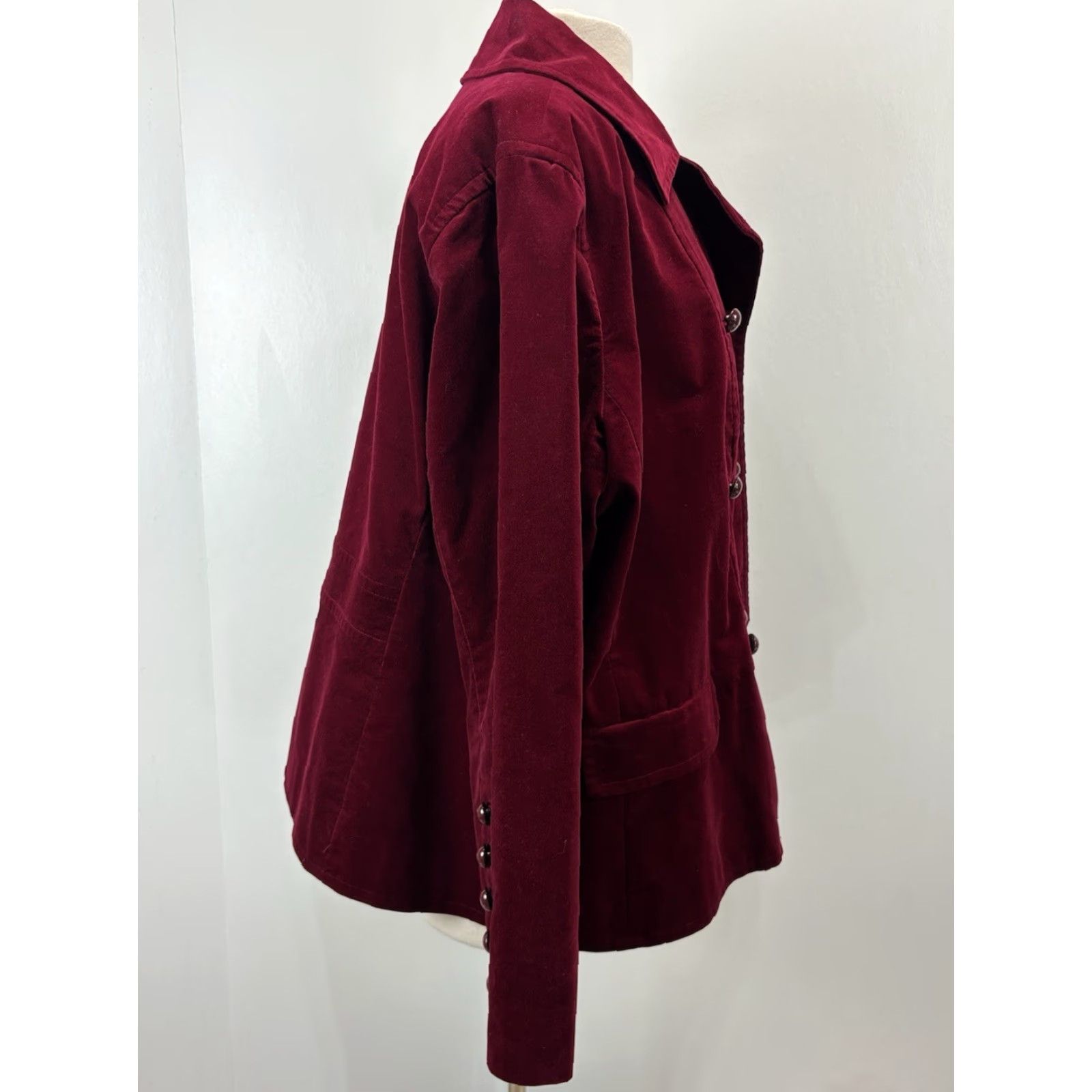 Talbots VINTAGE Talbots Velvet Jacket Women’s Plus Size 22W Dark Red Double Breasted Casual Business Party Size 3XL / US 20-22 - 4 Thumbnail