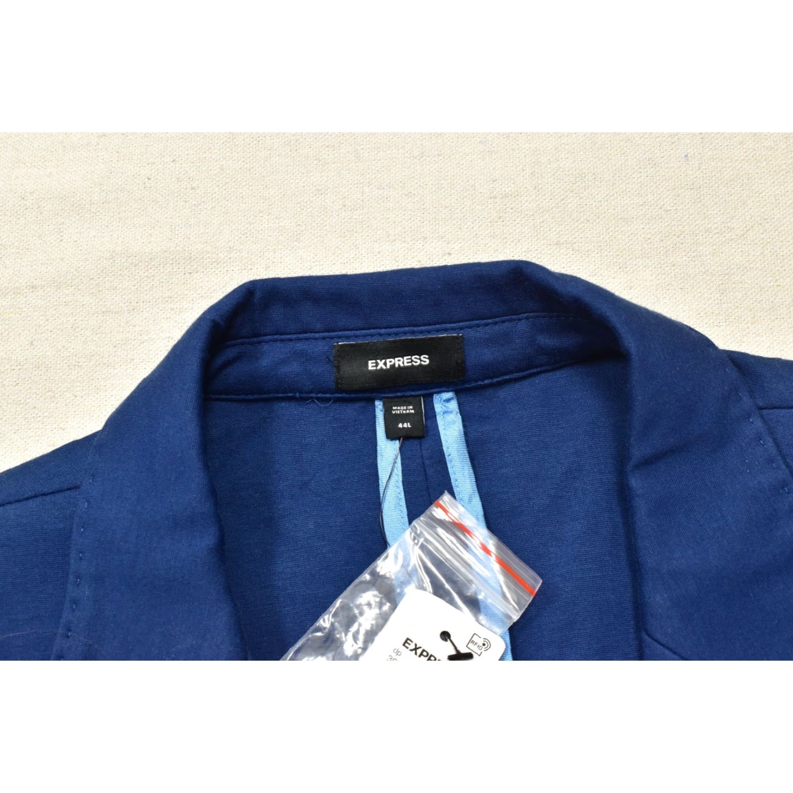 Express Express Men's Blazer 44L Slim Blue Peak Lapel Performance Cotton Stretch Jacket Size 44R - 6 Thumbnail