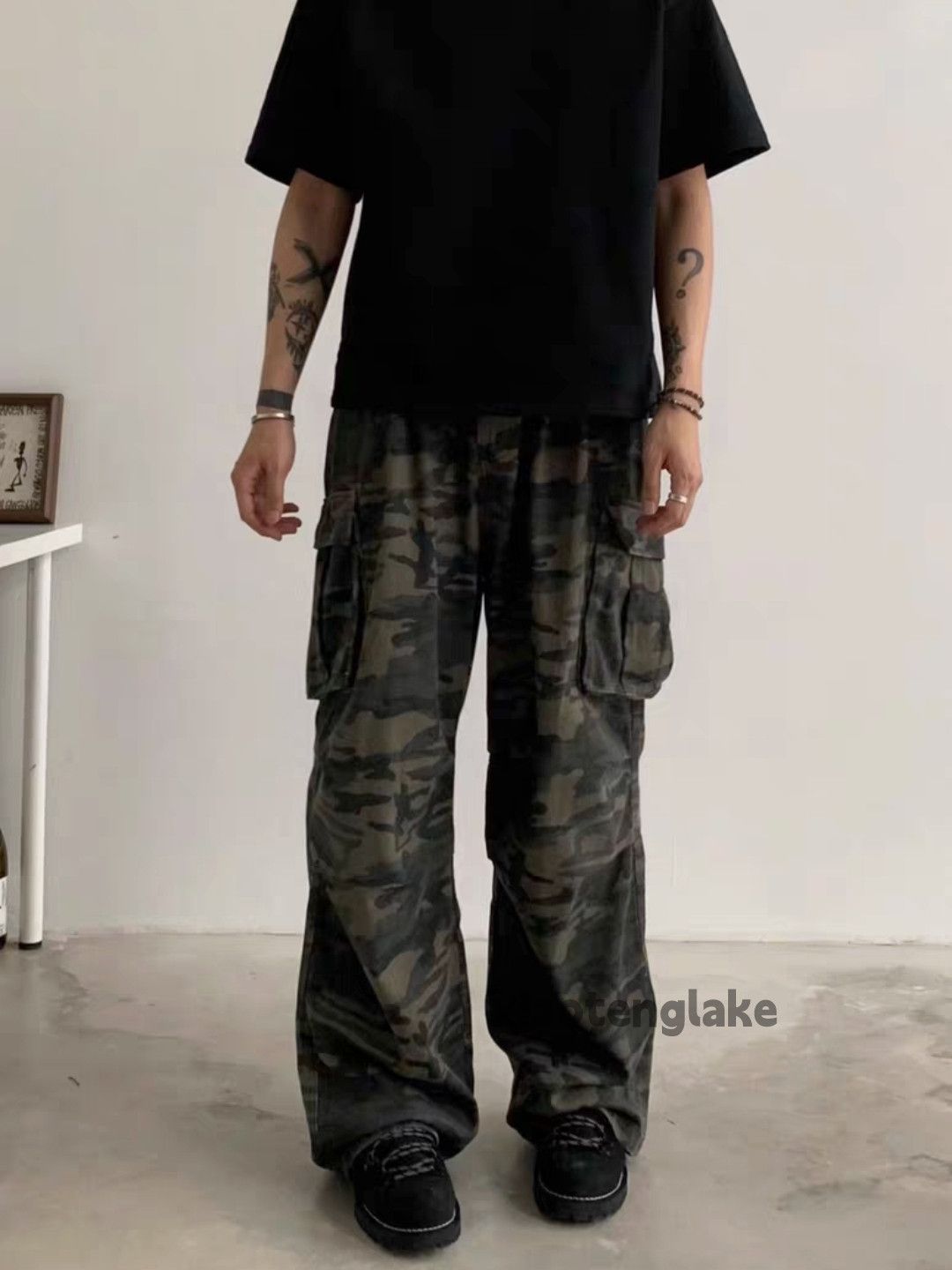 Designer × Japanese Brand × Vintage washed faded loose baggy camo hiphop cargo pants Size US 30 / EU 46 - 2 Thumbnail