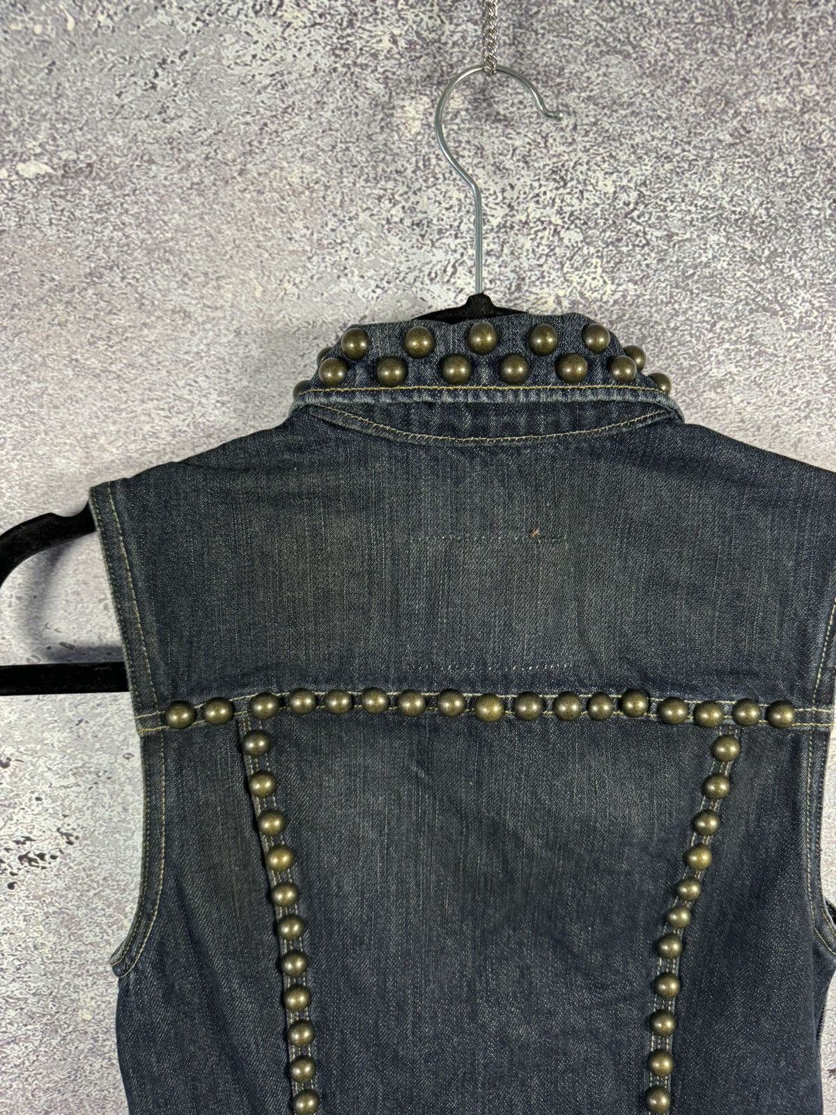 Allsaints × Vintage AllSaints Spitalfields Biker Studded Denim Vests Gilet S sz Size S / US 4 / IT 40 - 10 Thumbnail