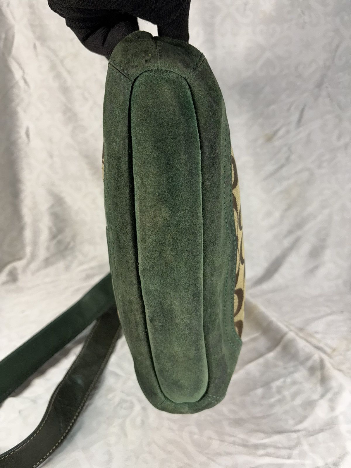 Coach (over used) Coach Green Suede Leather Sling Bag Size ONE SIZE - 6 Thumbnail